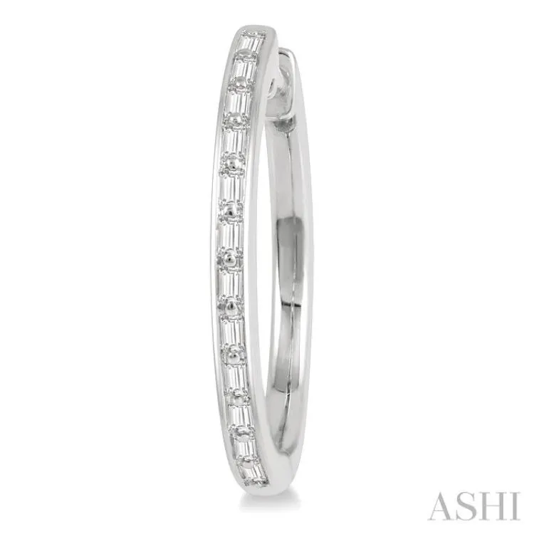 1/4 ctw Baguette Diamond Hoop Earrings in 14K White Gold