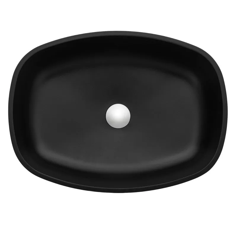 ANZZI Ariadne Rectangle Glass Vessel Bathroom Sink with Matte Black Finish