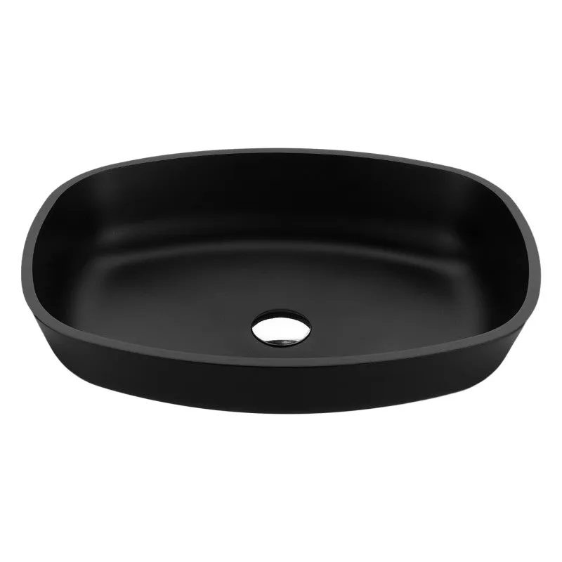 ANZZI Ariadne Rectangle Glass Vessel Bathroom Sink with Matte Black Finish