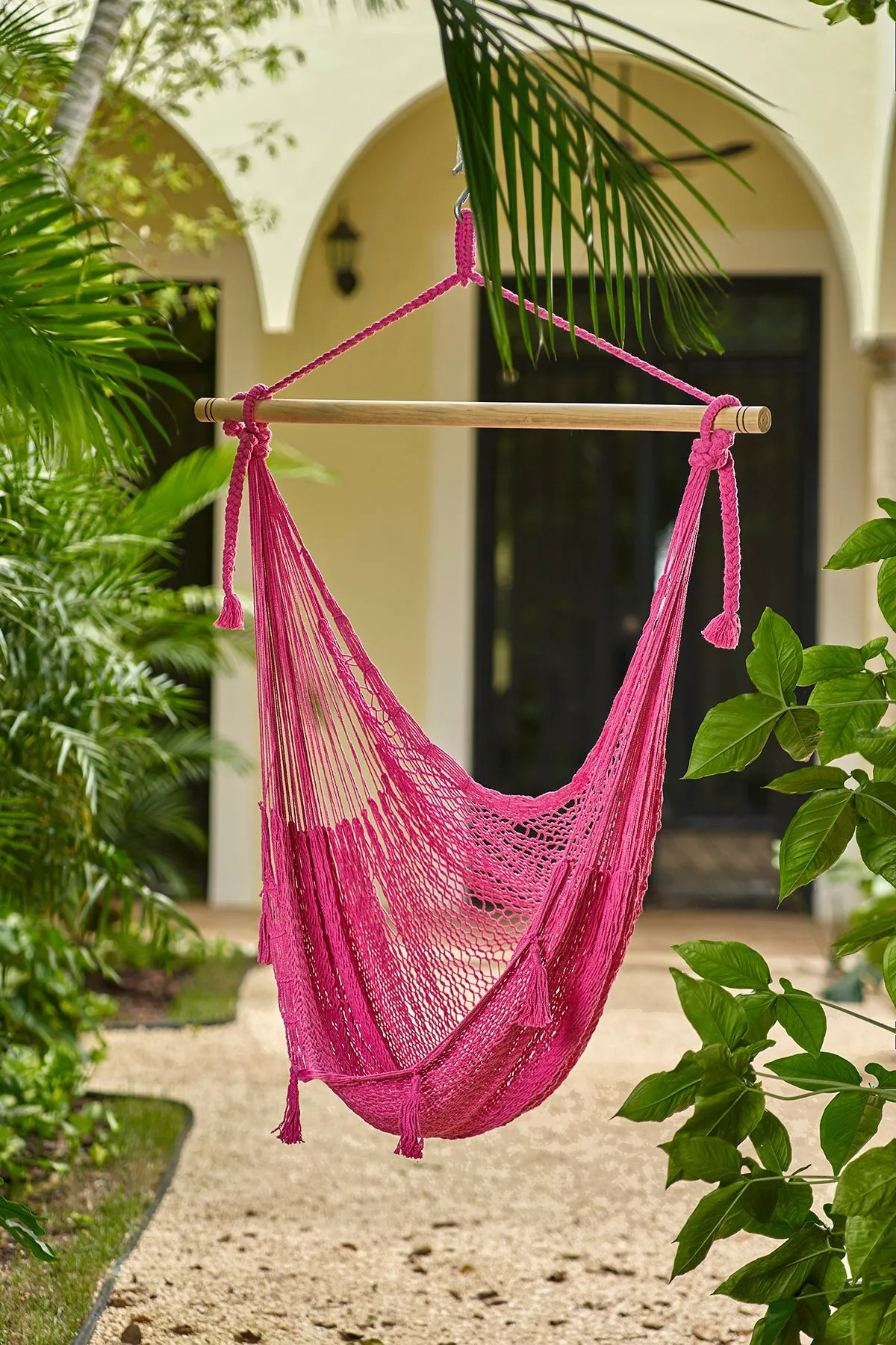 Authentic Mexican Hammock swing chair in our Mexican Pink Cotton