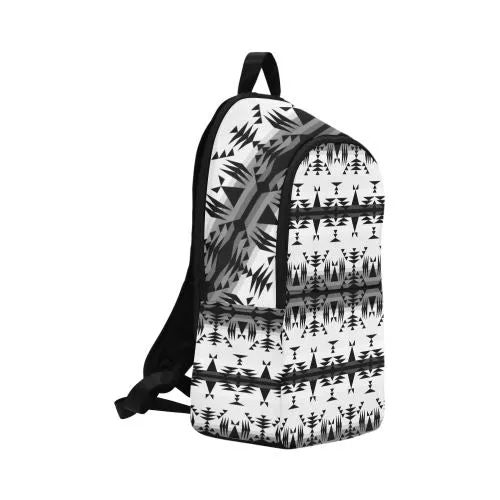Between the Mountains White and Black Fabric Backpack for Adult