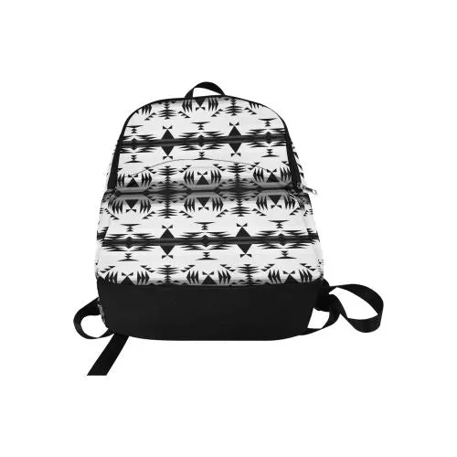 Between the Mountains White and Black Fabric Backpack for Adult