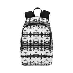 Between the Mountains White and Black Fabric Backpack for Adult
