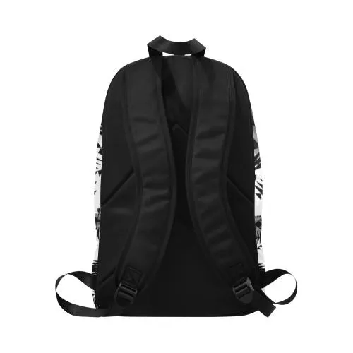 Between the Mountains White and Black Fabric Backpack for Adult