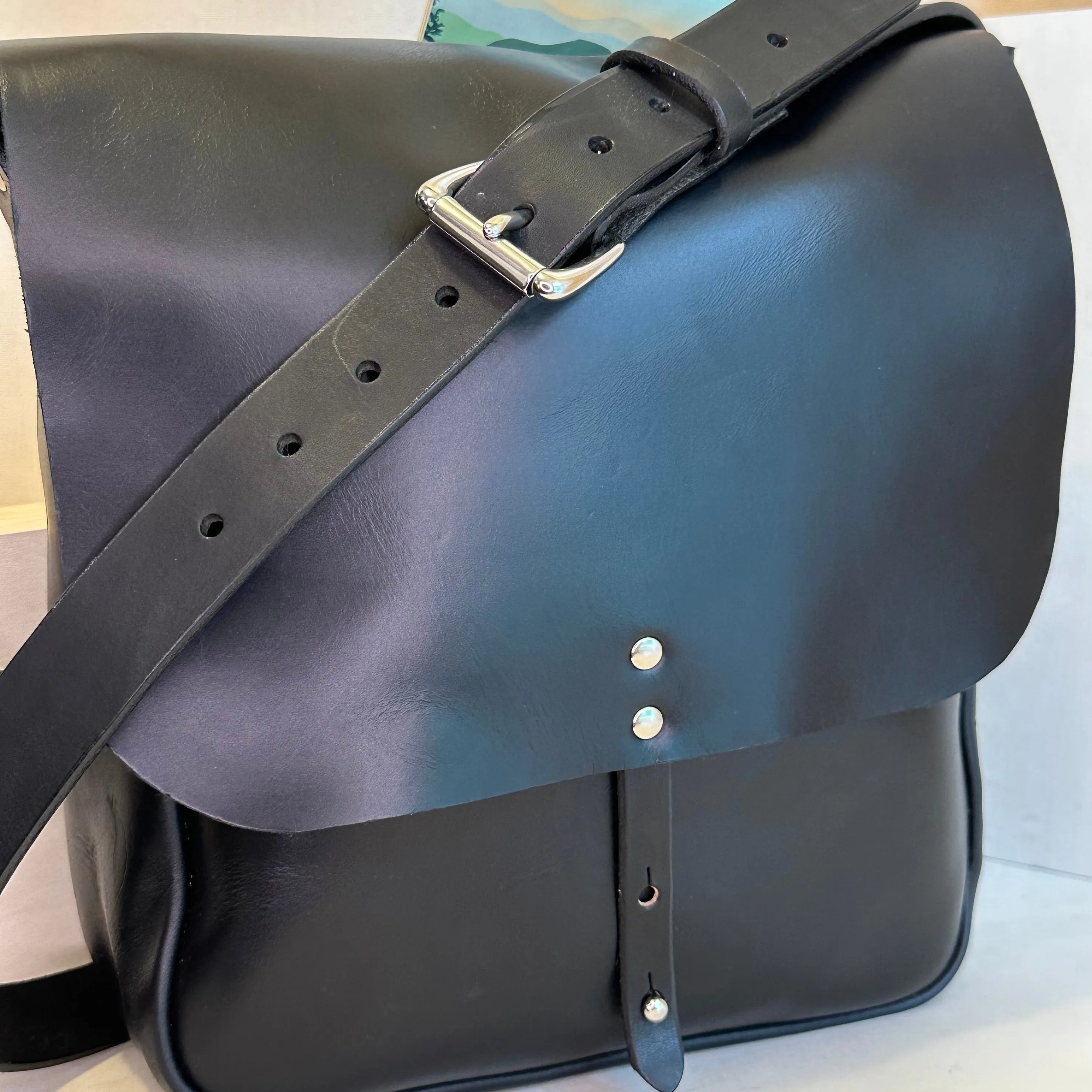 Black Explorer Large Crossbody Leather Bag