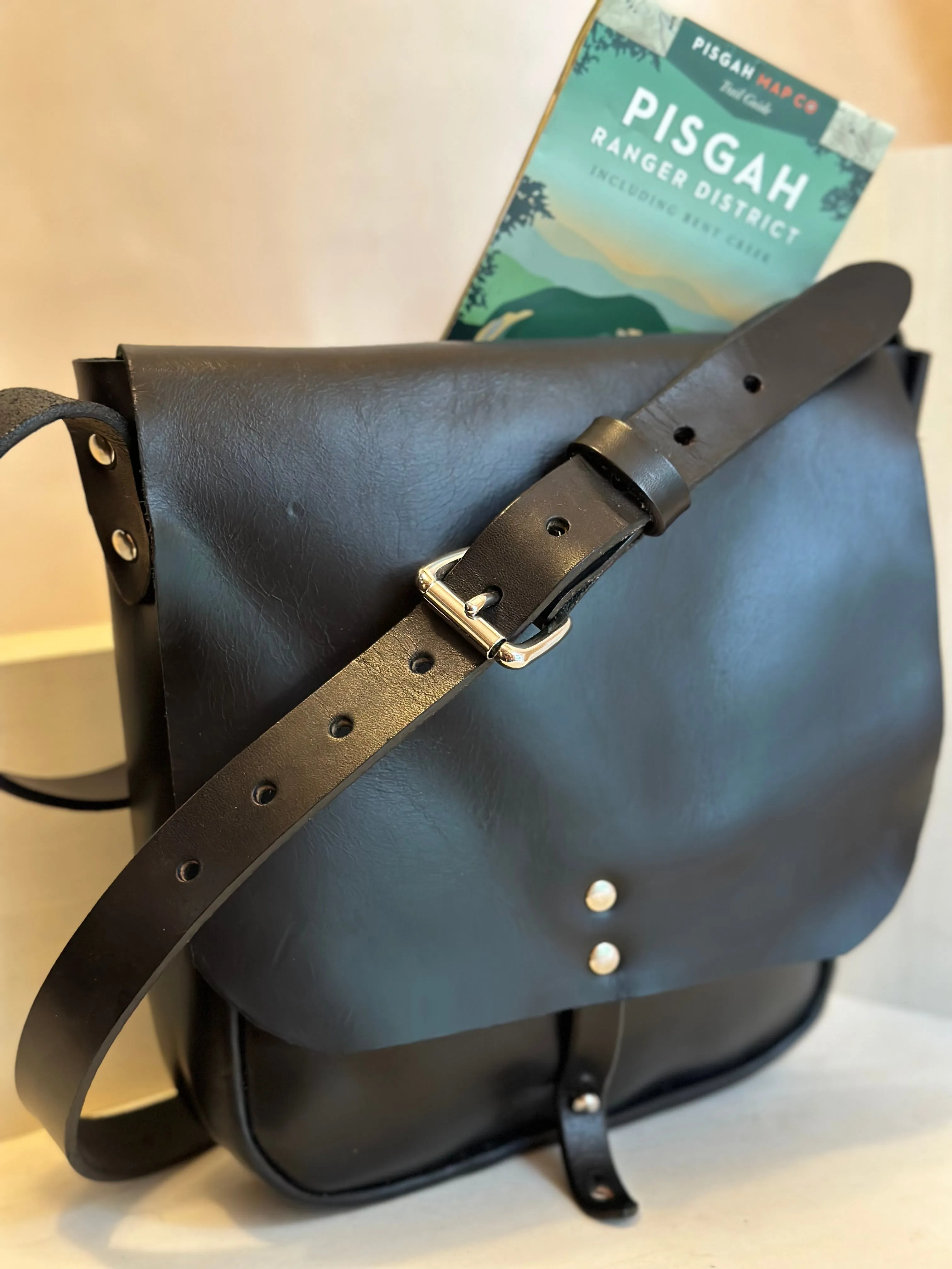 Black Explorer Large Crossbody Leather Bag