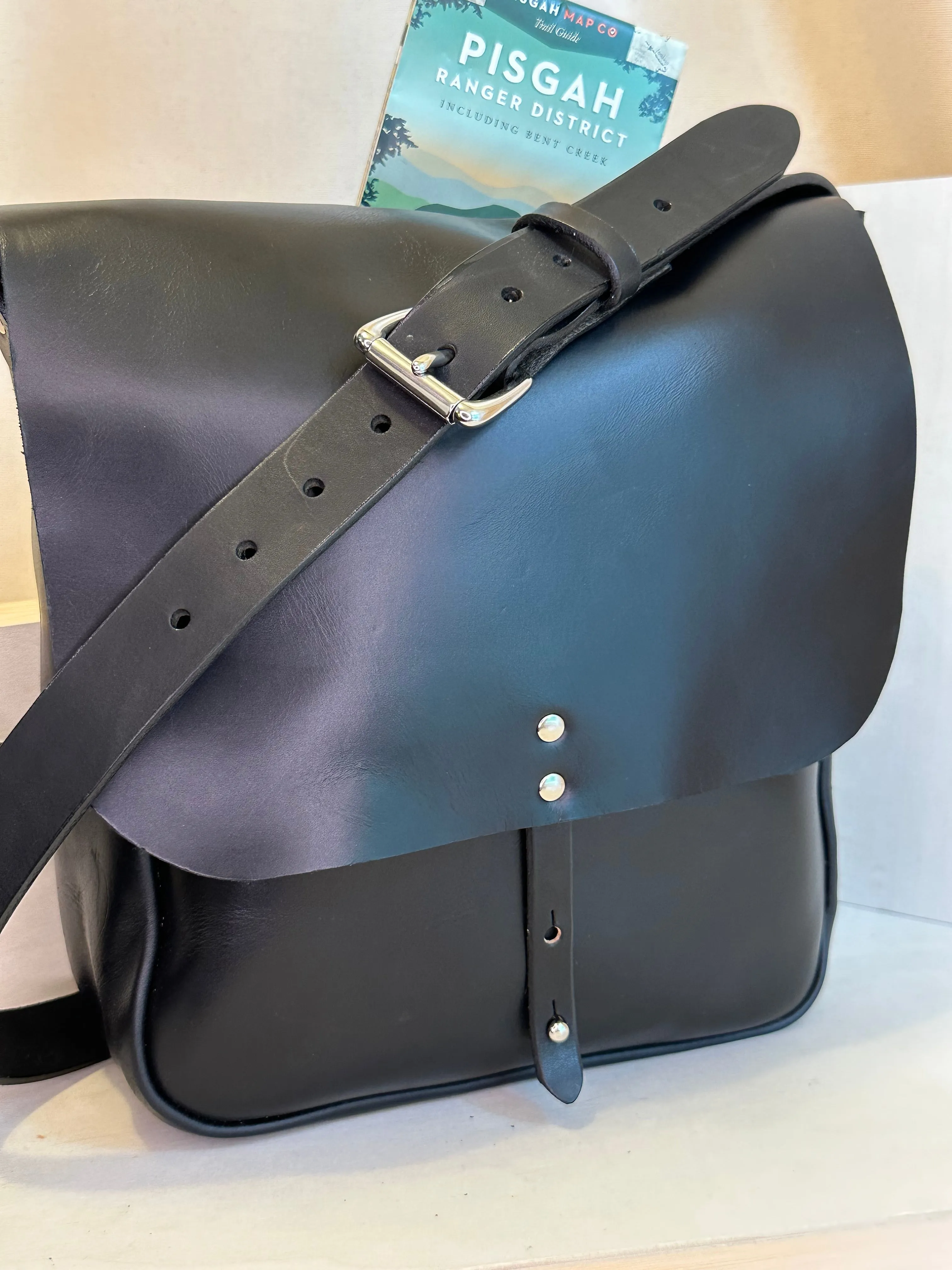 Black Explorer Large Crossbody Leather Bag