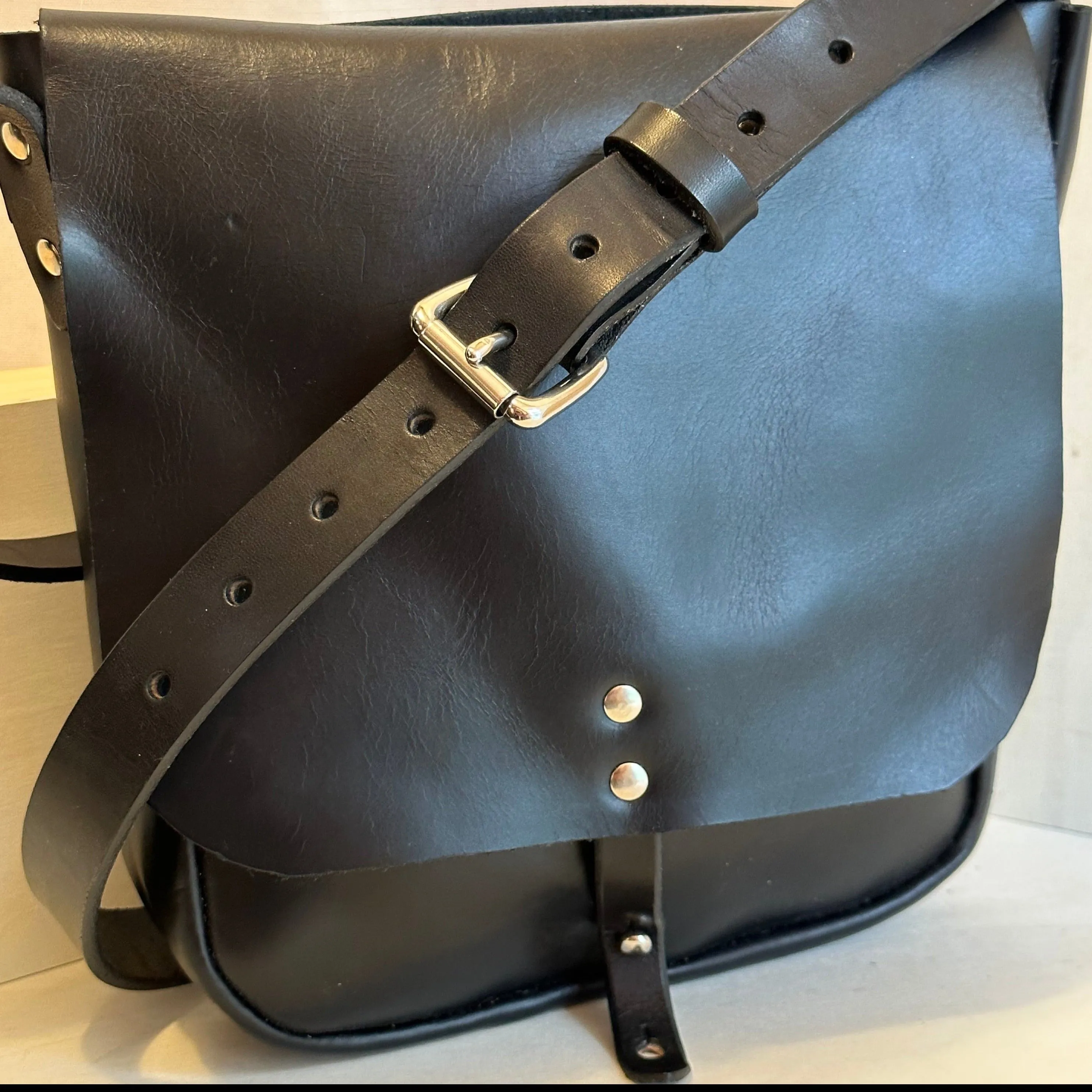 Black Explorer Large Crossbody Leather Bag