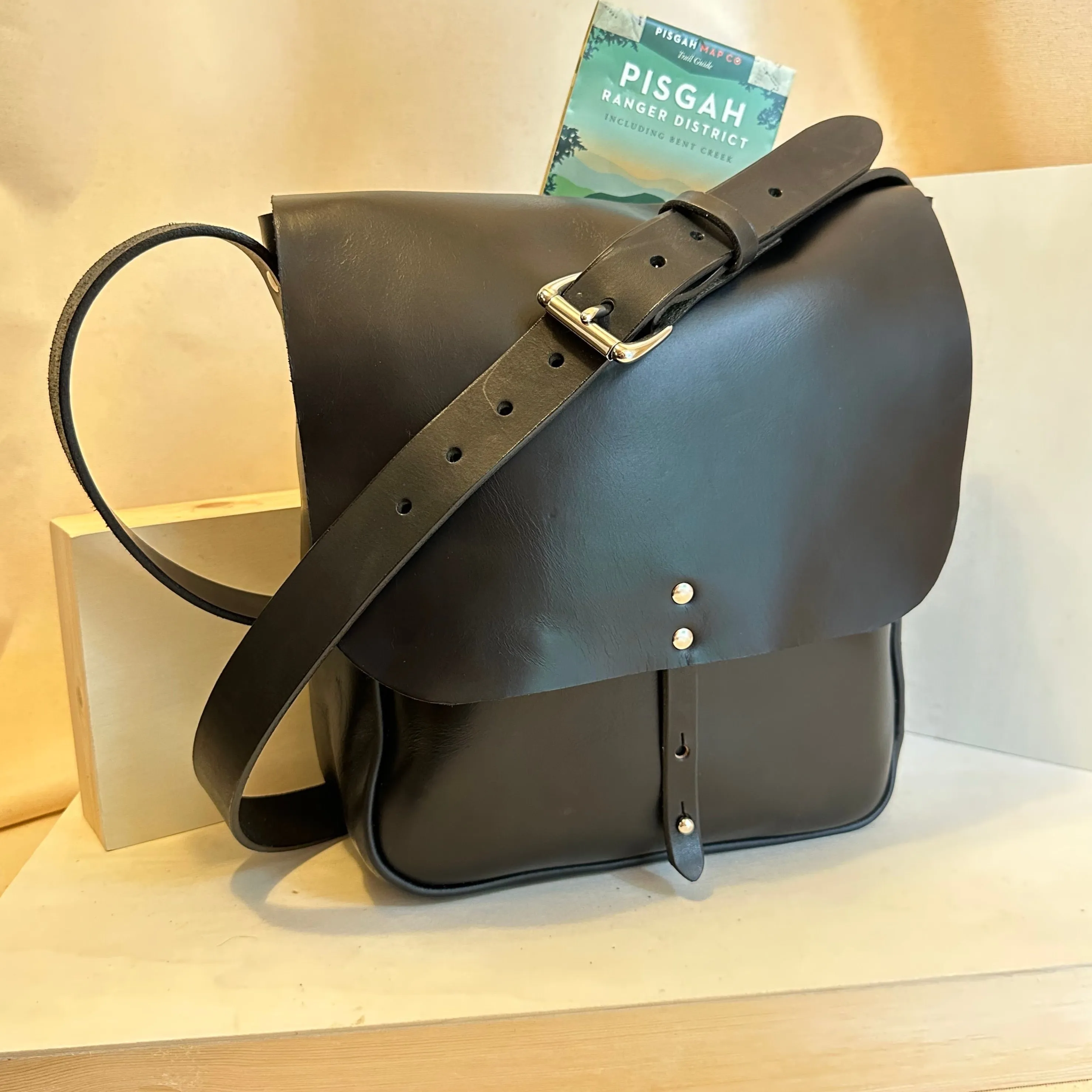 Black Explorer Large Crossbody Leather Bag