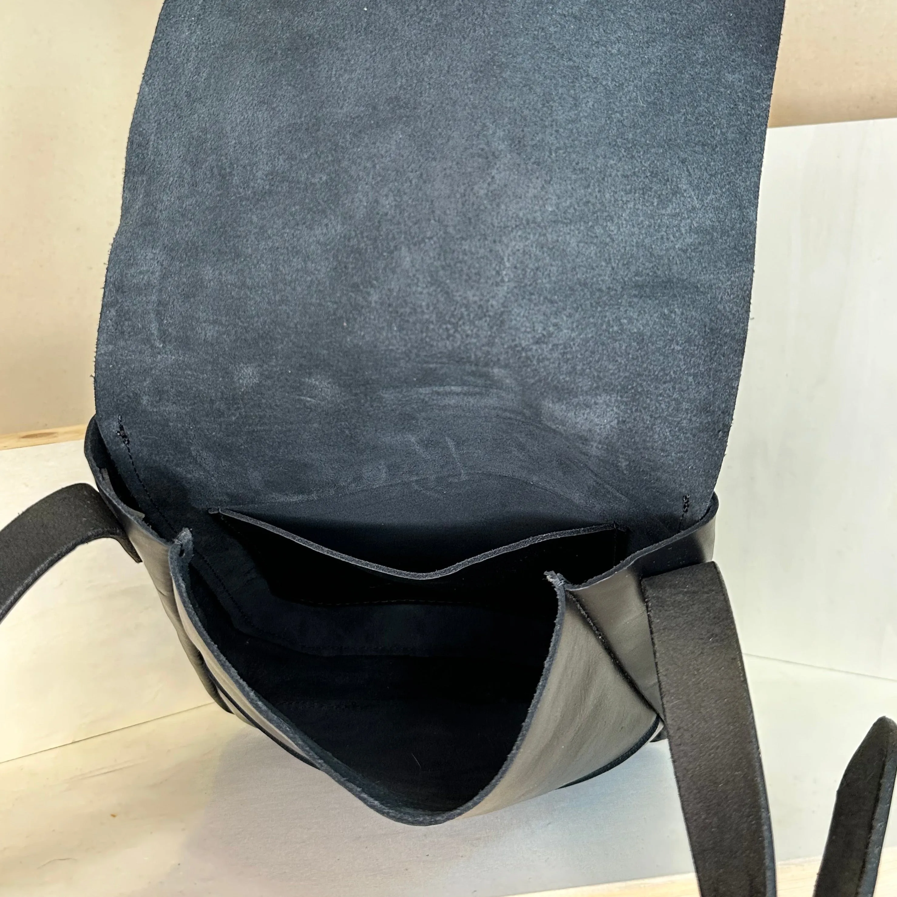 Black Explorer Large Crossbody Leather Bag