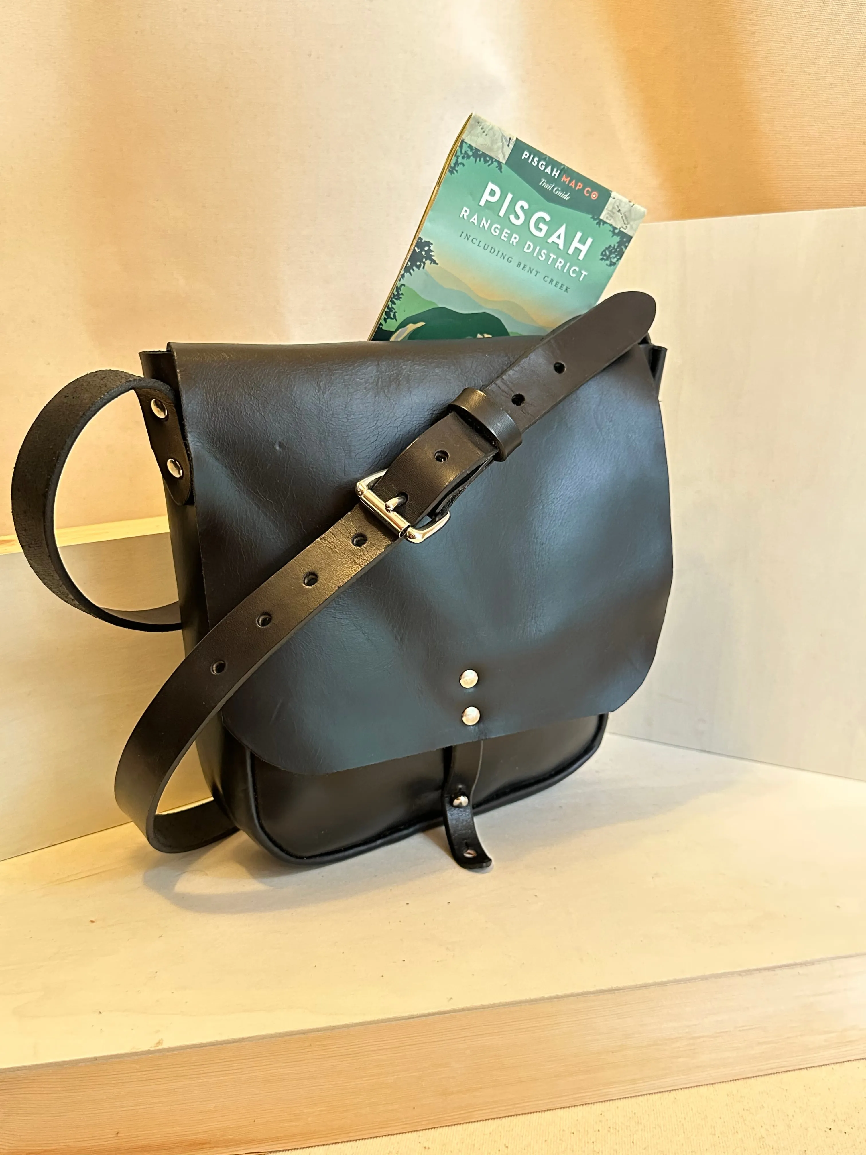 Black Explorer Large Crossbody Leather Bag