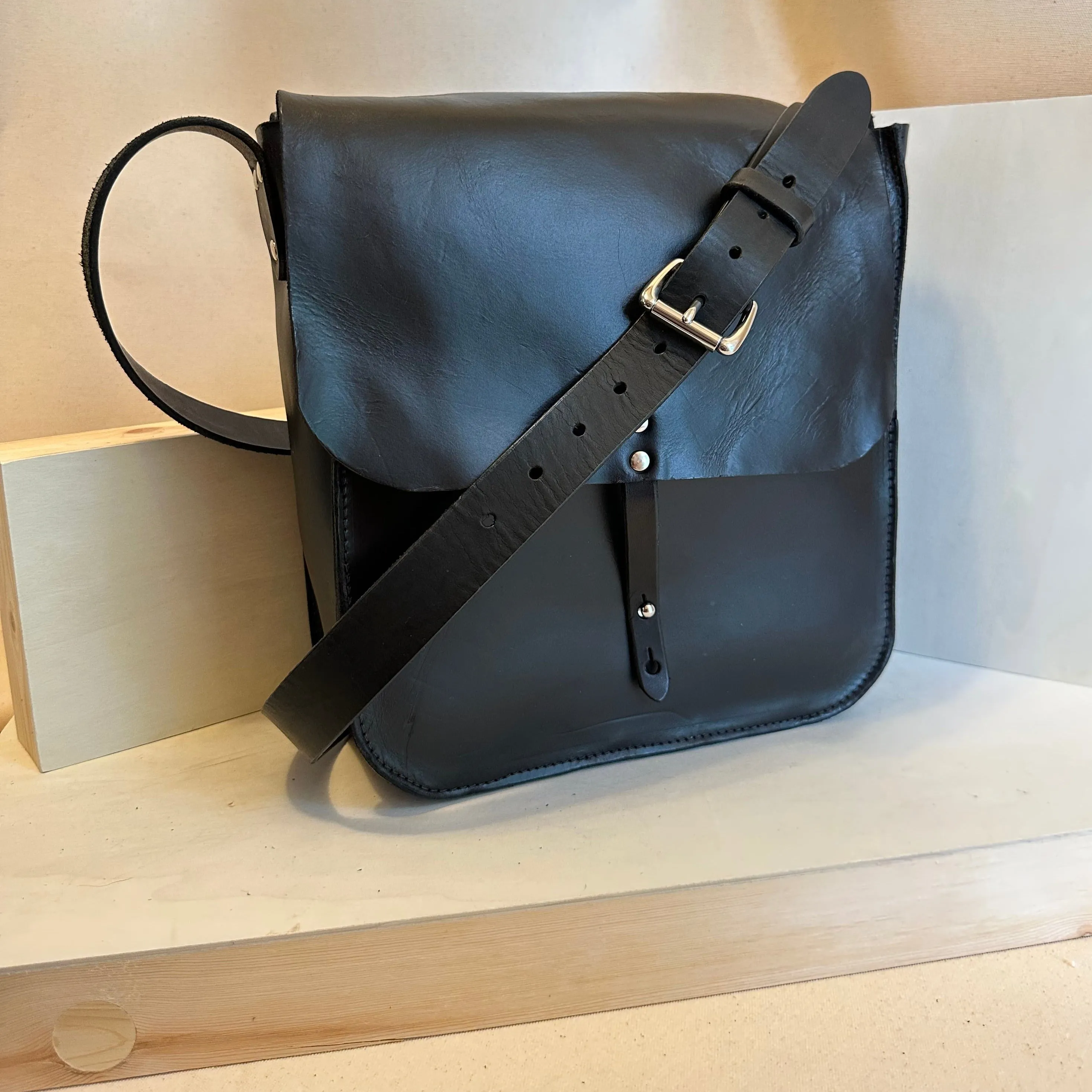 Black Forager Large Crossbody Leather Bag