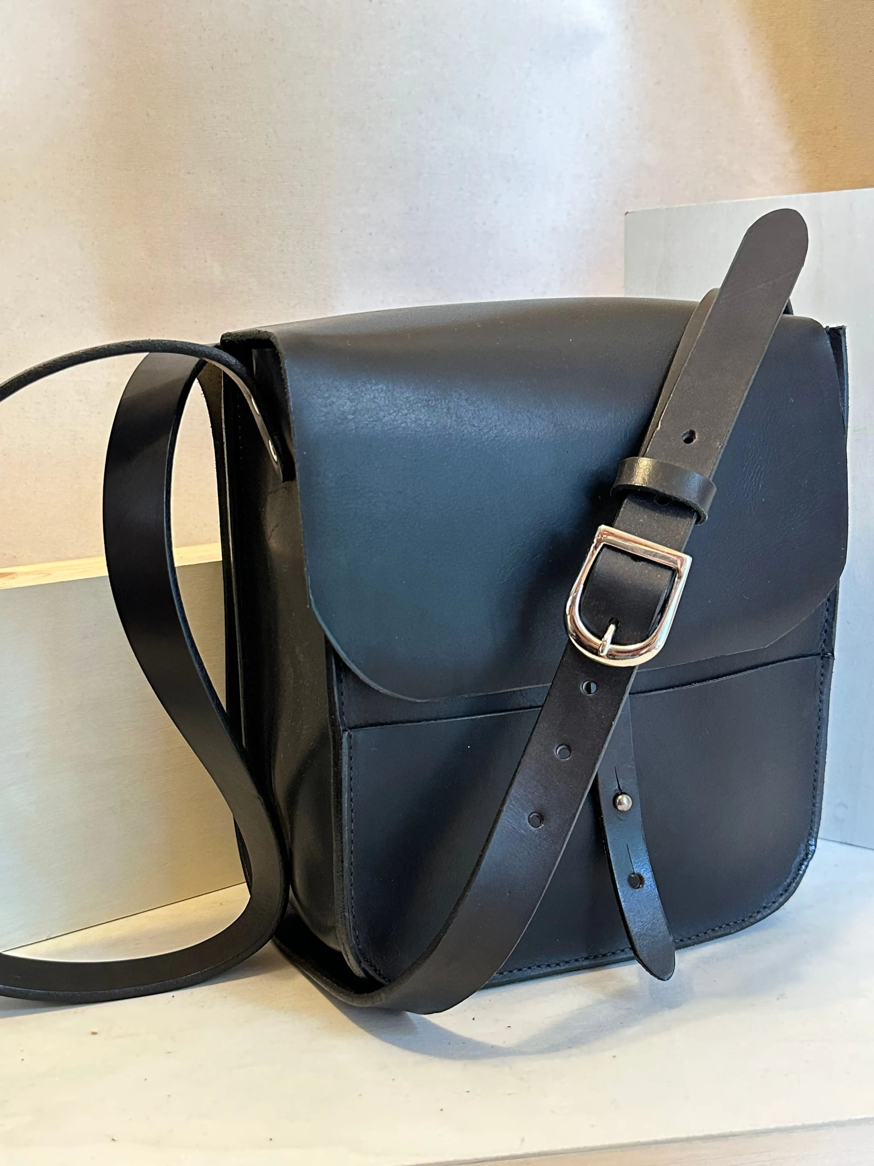 Black Forager Large Crossbody Leather Bag