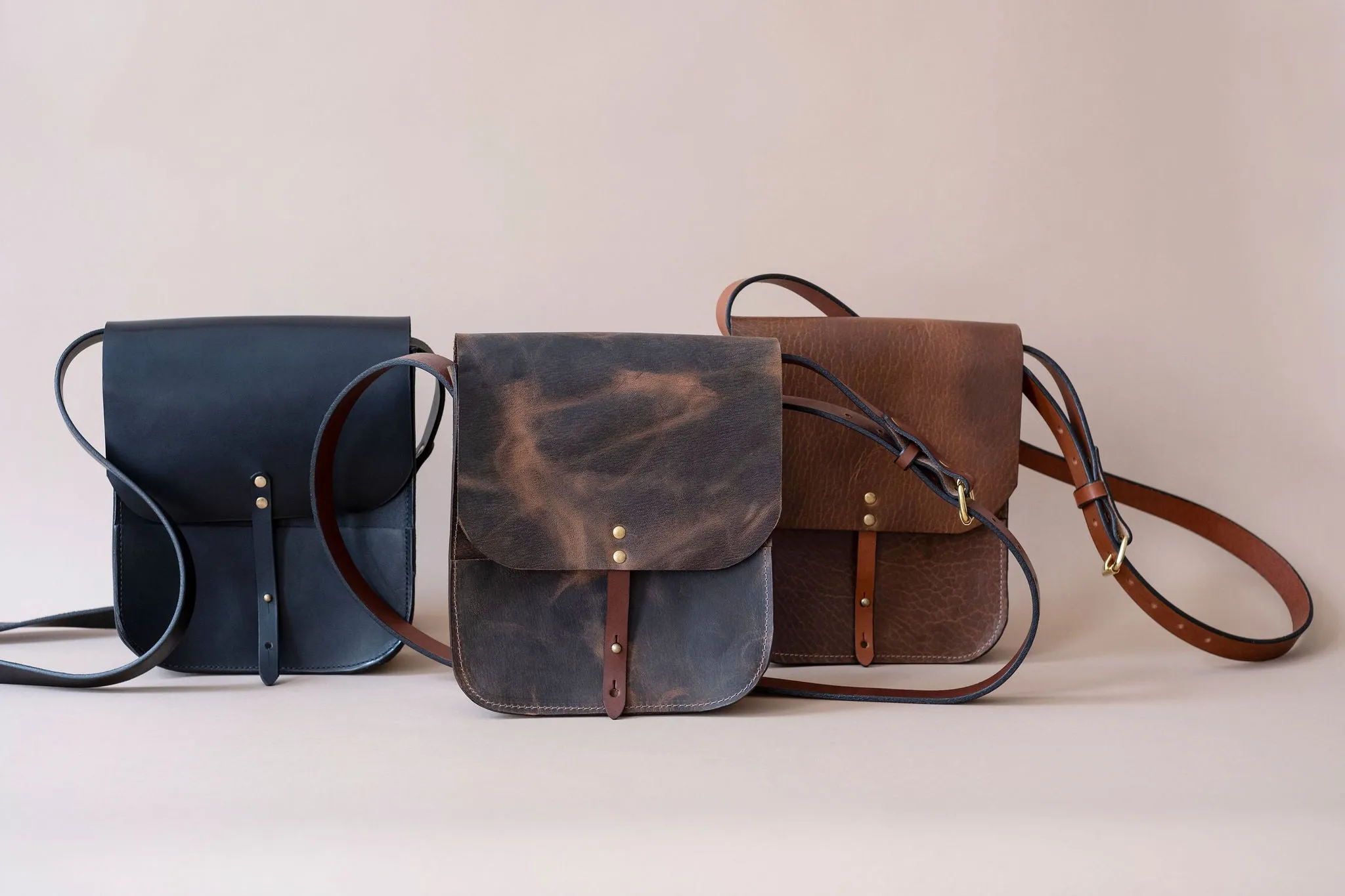 Black Forager Large Crossbody Leather Bag