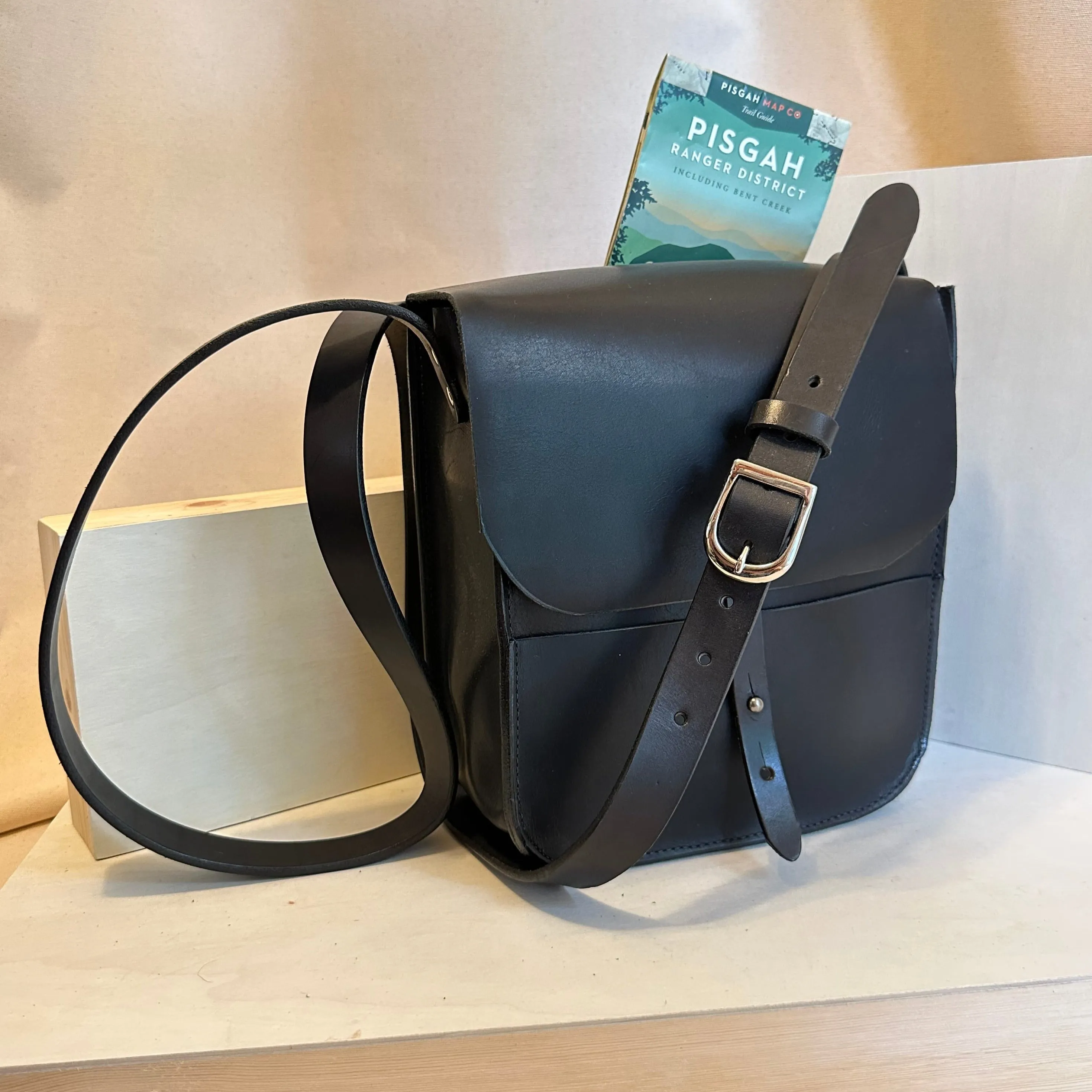 Black Forager Large Crossbody Leather Bag