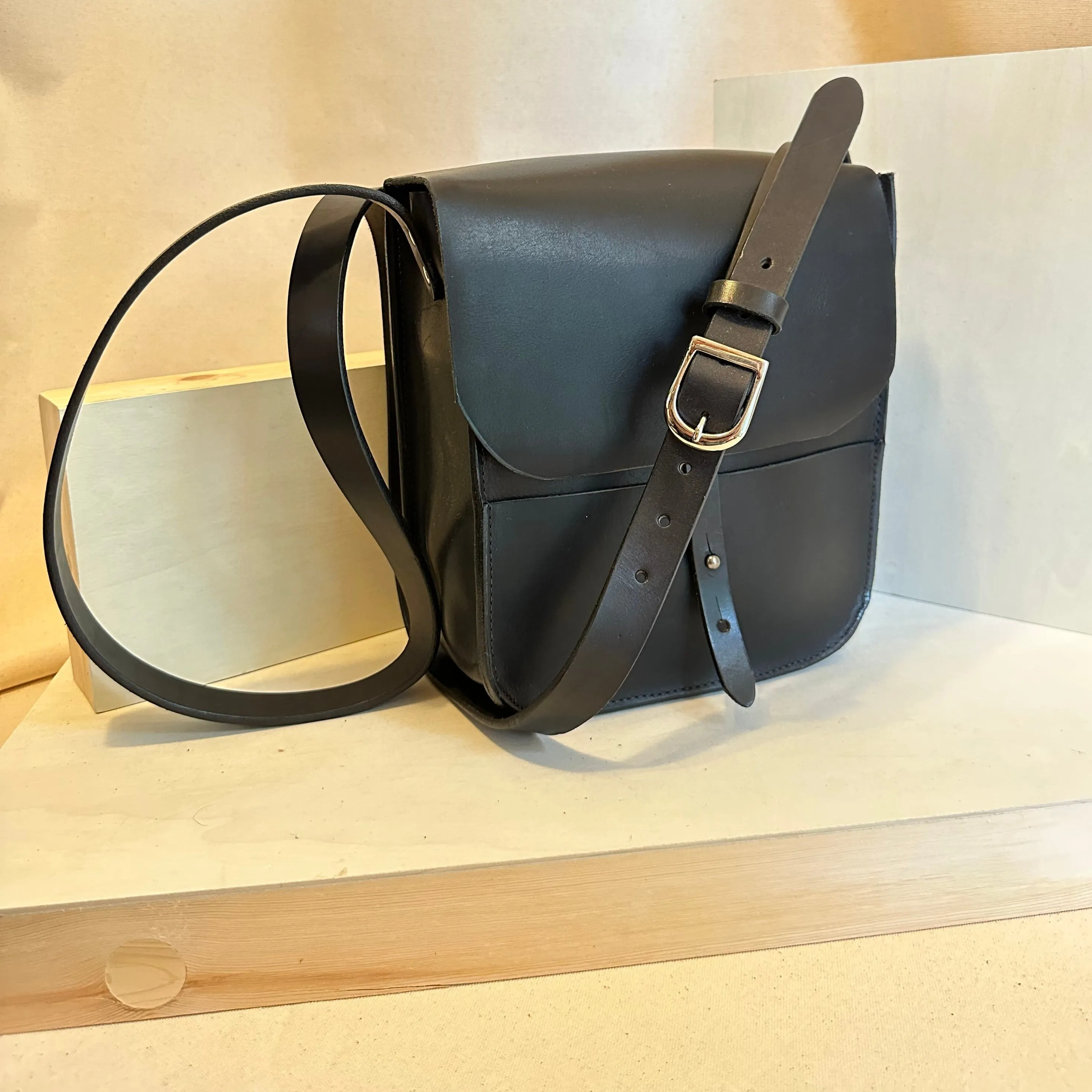 Black Forager Large Crossbody Leather Bag