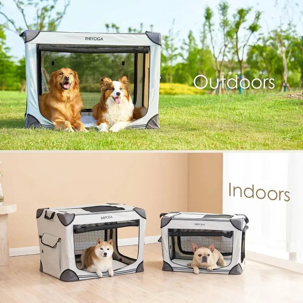 Collapsible Dog Crate 42" – Soft Portable Travel Kennel for Extra Large Dogs | Indoor & Outdoor Foldable Dog Crate