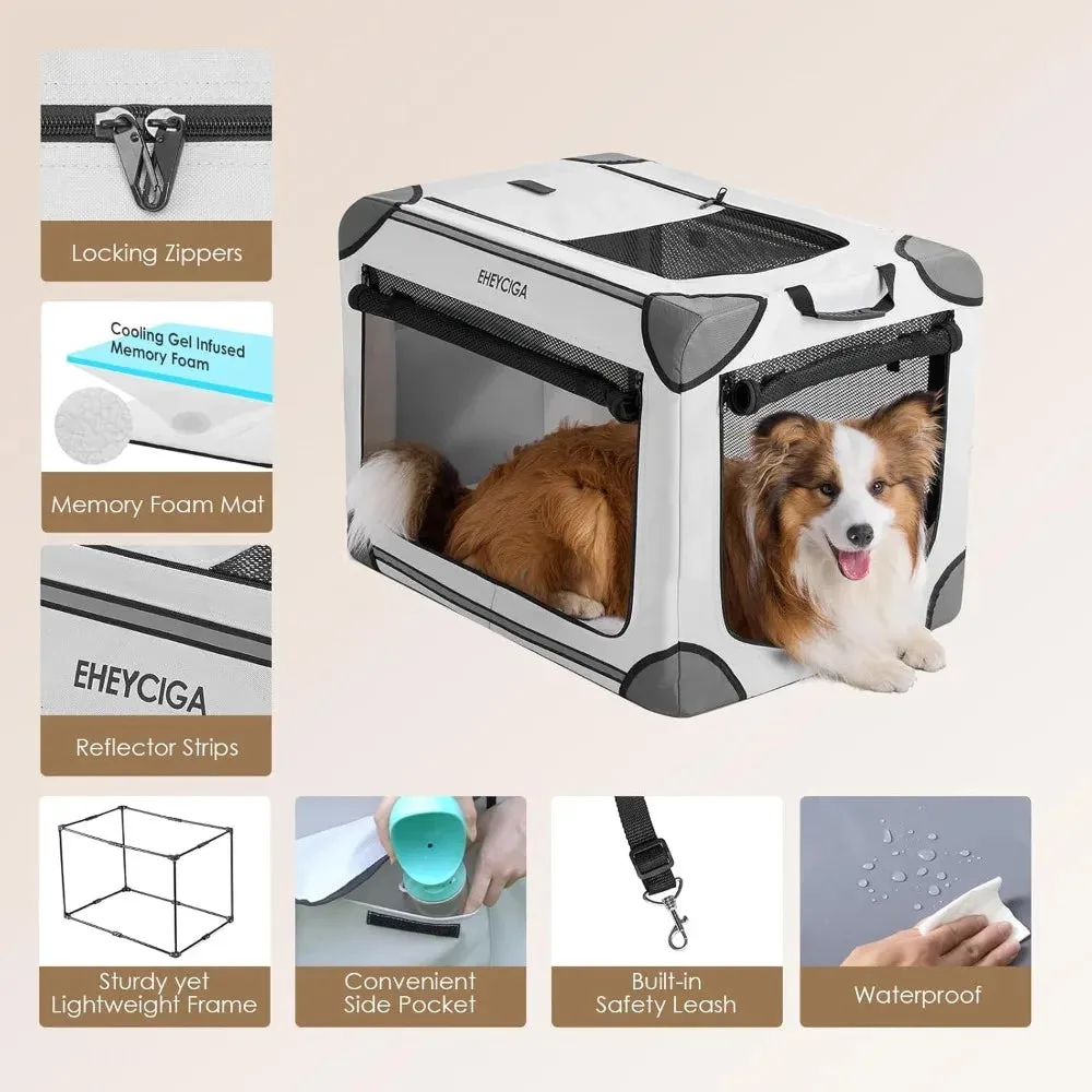 Collapsible Dog Crate 42" – Soft Portable Travel Kennel for Extra Large Dogs | Indoor & Outdoor Foldable Dog Crate