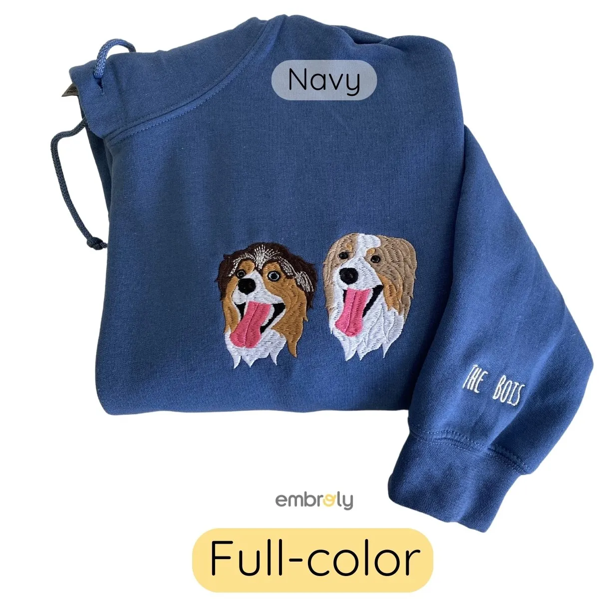 Custom Portrait Dog from Photo Embroidered Sweatshirt, Hoodie