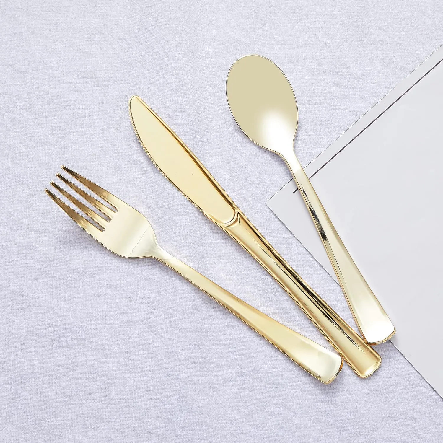 Cutlery Silverware Extra Heavyweight Disposable Flatware Spoons Gold
