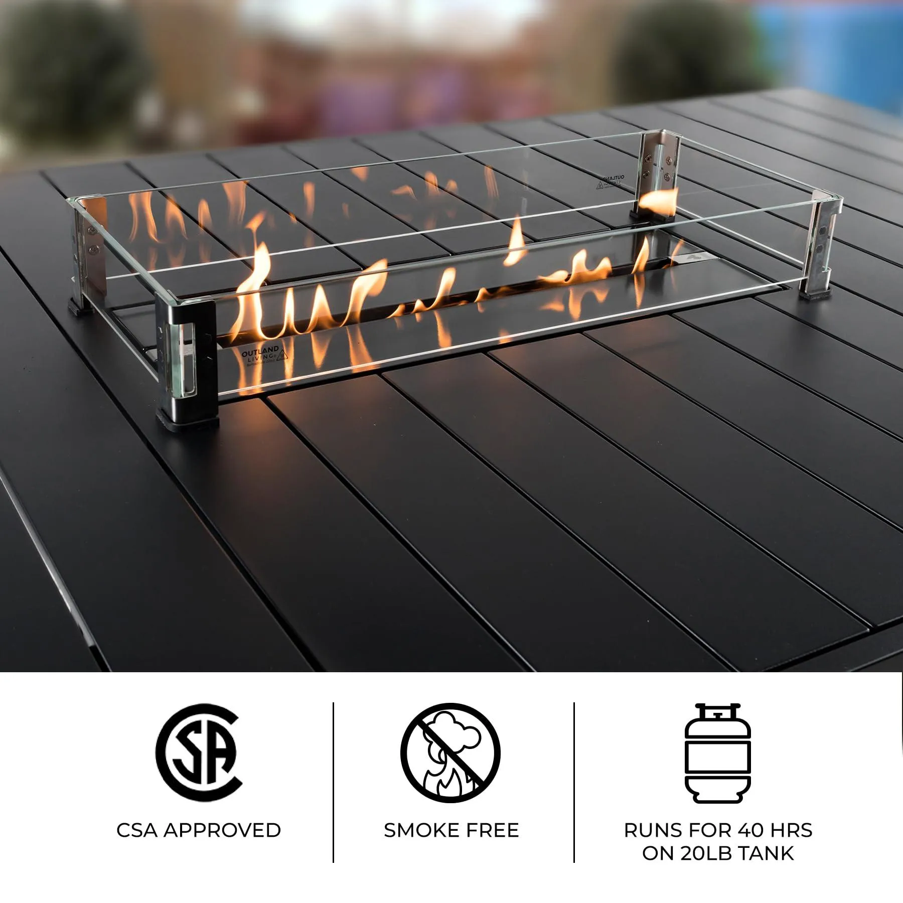 Elegant Outdoor Rectangular Dining Fire Table -Propane Gas Fire Pit Table