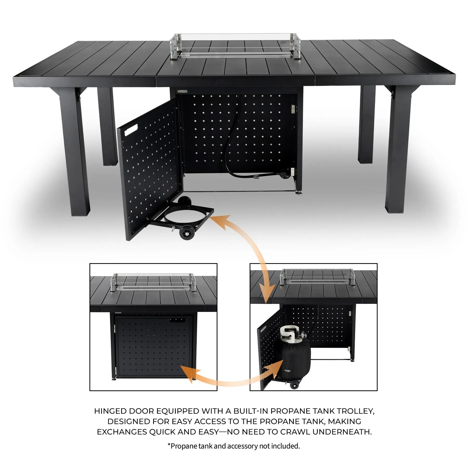 Elegant Outdoor Rectangular Dining Fire Table -Propane Gas Fire Pit Table