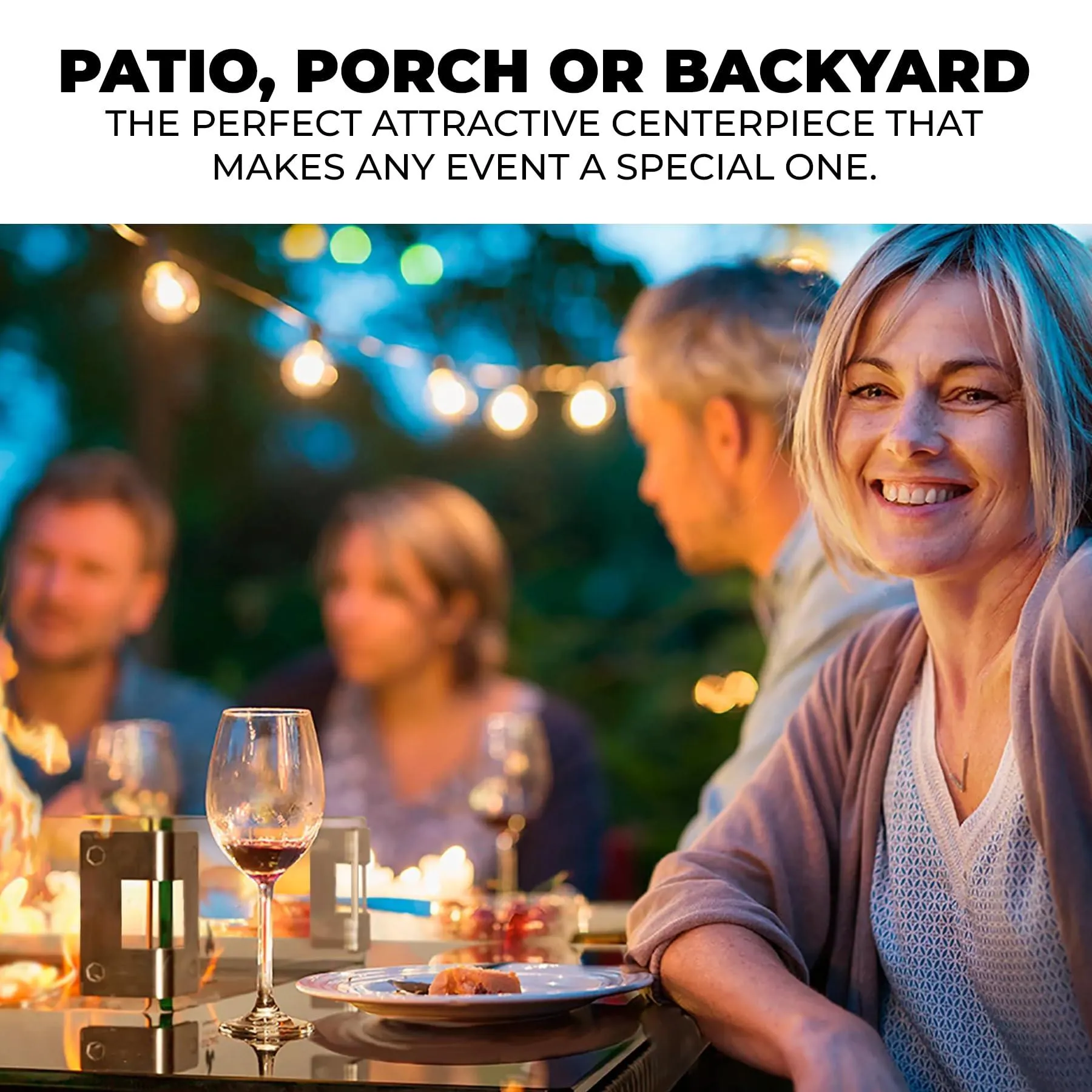 Elegant Outdoor Rectangular Dining Fire Table -Propane Gas Fire Pit Table