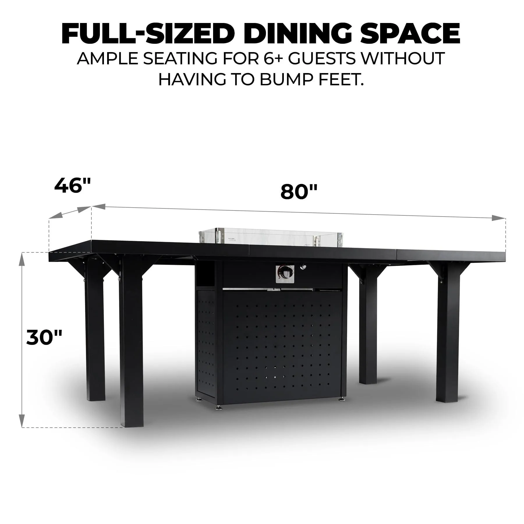 Elegant Outdoor Rectangular Dining Fire Table -Propane Gas Fire Pit Table