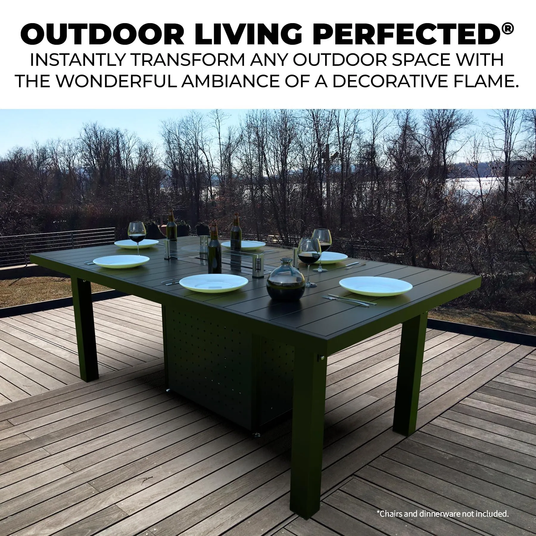 Elegant Outdoor Rectangular Dining Fire Table -Propane Gas Fire Pit Table