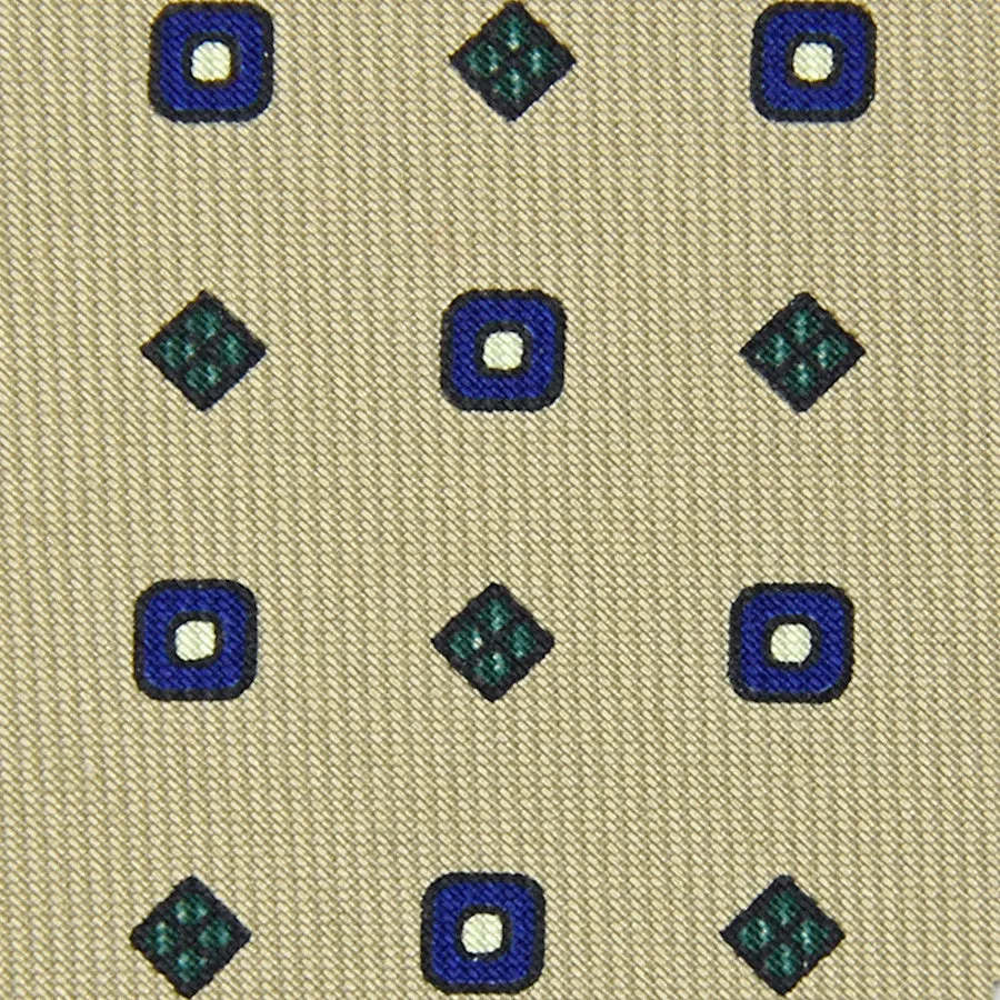 Floral Printed Bespoke Silk Tie - Beige