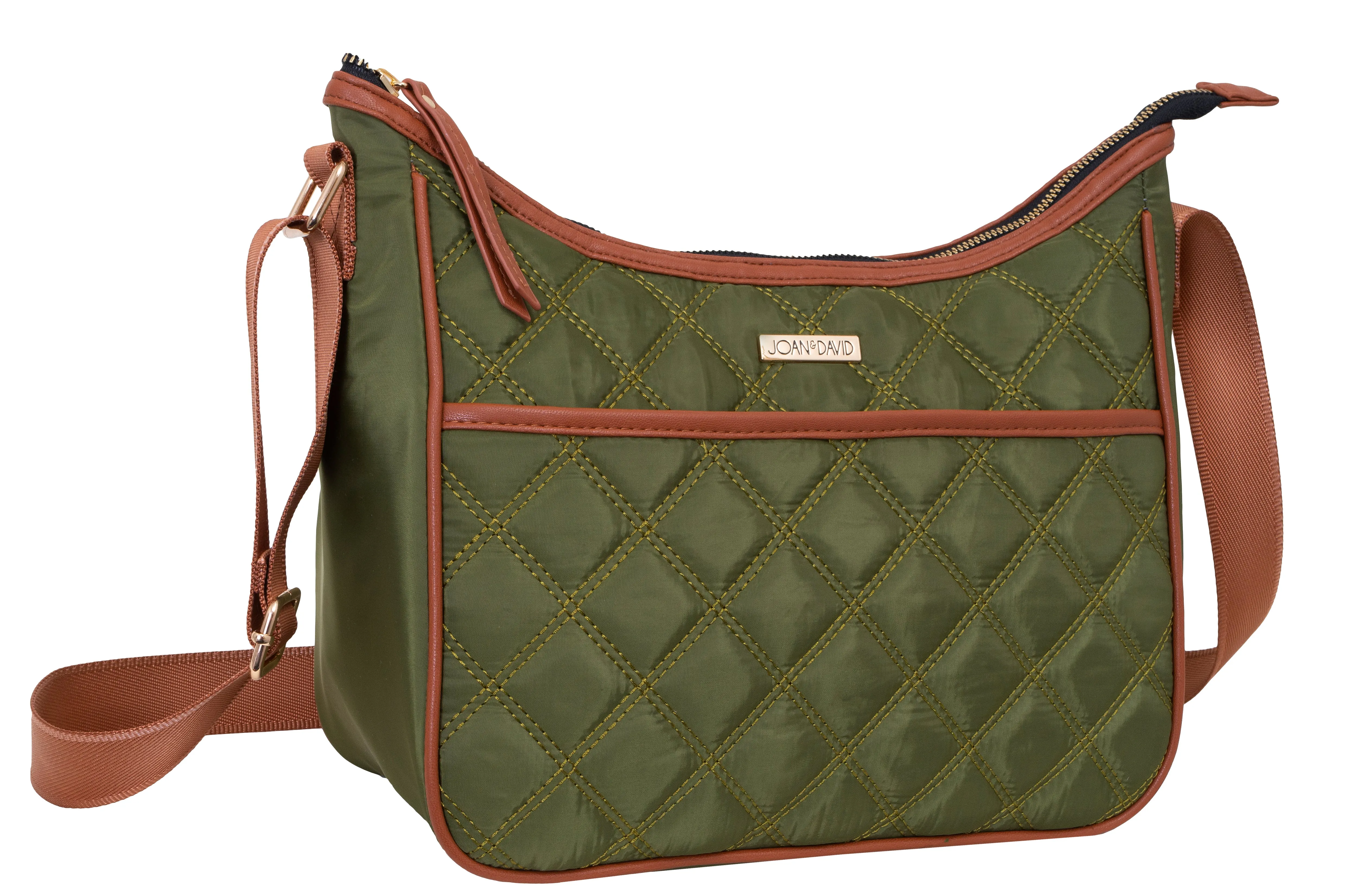 Joan & David Diamond Quilted Crossbody Nylon Cooler Lunch Tote With Re-Usable Bottle