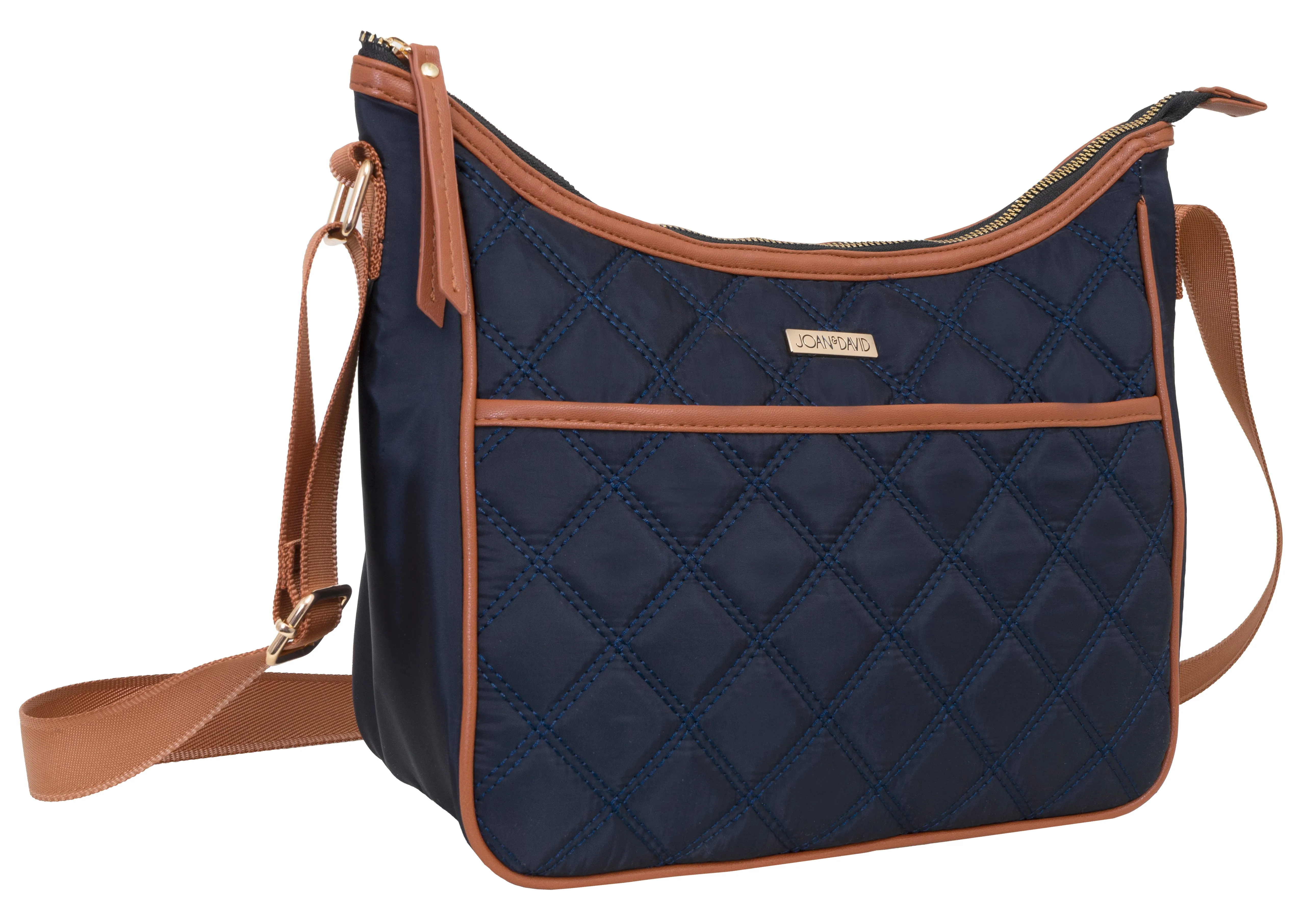 Joan & David Diamond Quilted Crossbody Nylon Cooler Lunch Tote With Re-Usable Bottle