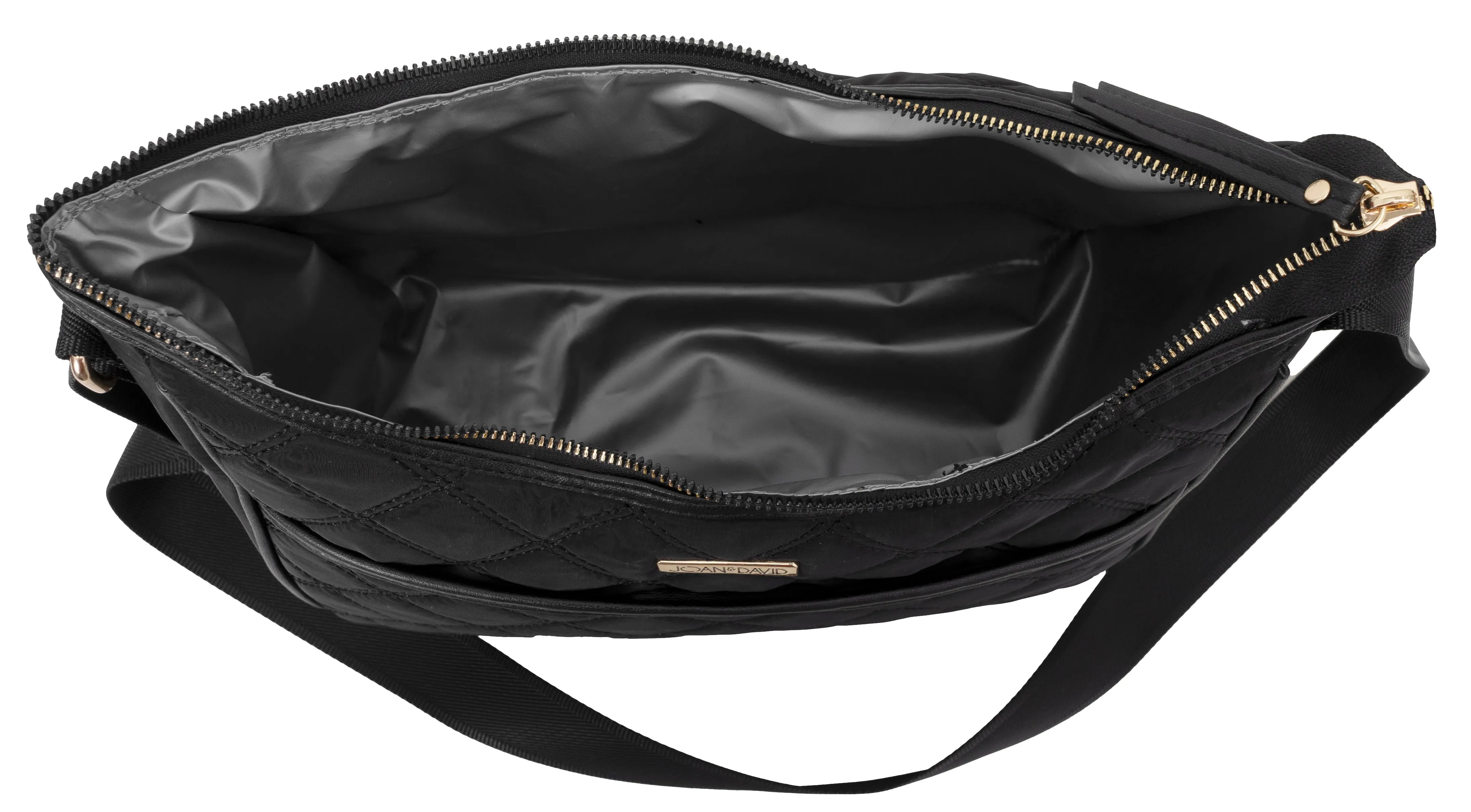 Joan & David Diamond Quilted Crossbody Nylon Cooler Lunch Tote With Re-Usable Bottle