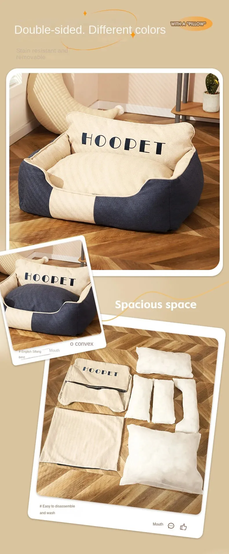 Luxury Large Pet Bedding – Removable & Washable Winter Dog Mat for Golden Retrievers, Corgis & Large Breeds