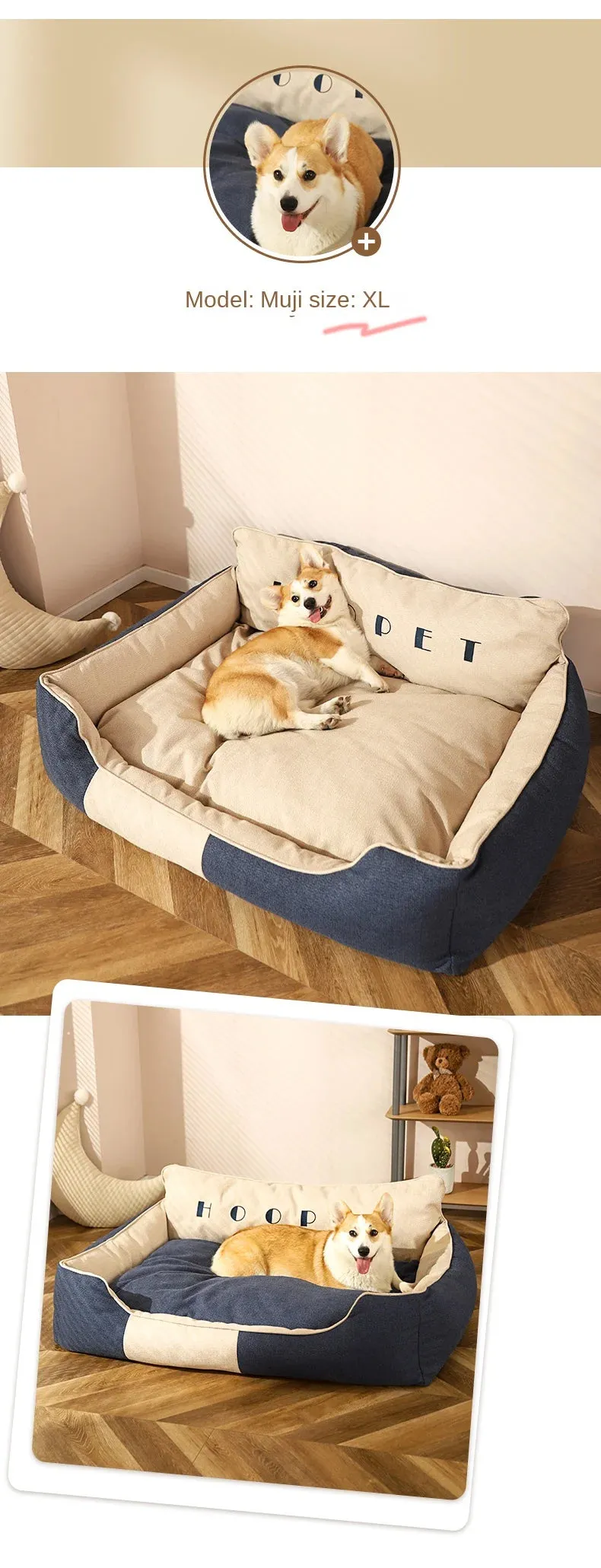 Luxury Large Pet Bedding – Removable & Washable Winter Dog Mat for Golden Retrievers, Corgis & Large Breeds