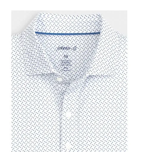 Monty Printed Prep-Formance Jersey Polo in White by Johnnie-O