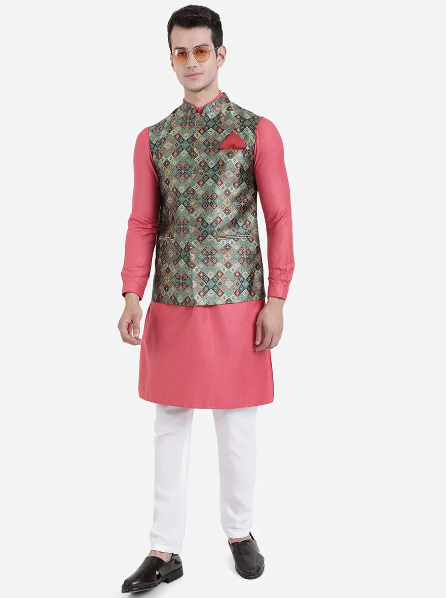 Multicolor Printed Bandhgala Jacket | Greenfibre
