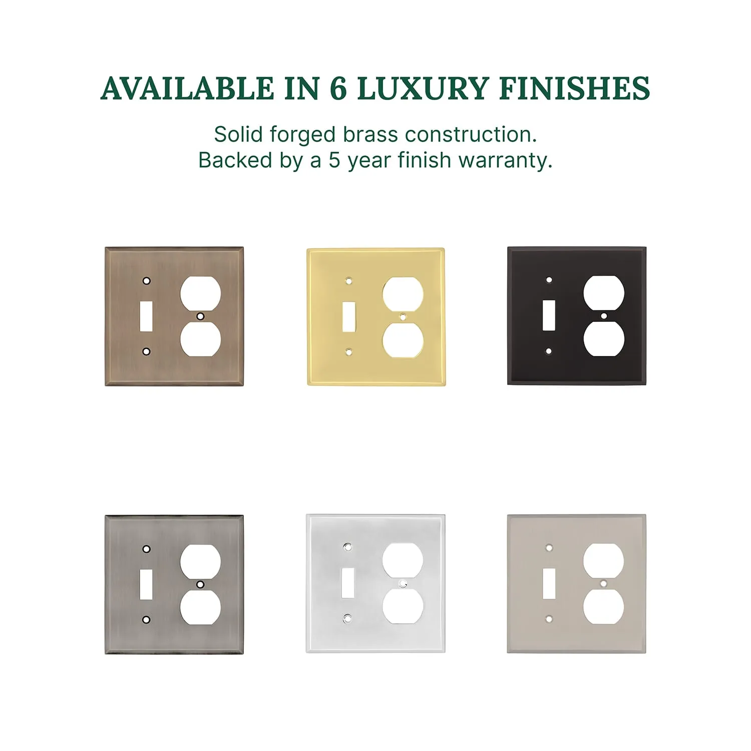 New York Switch Plate with Toggle and Outlet in Polished Brass