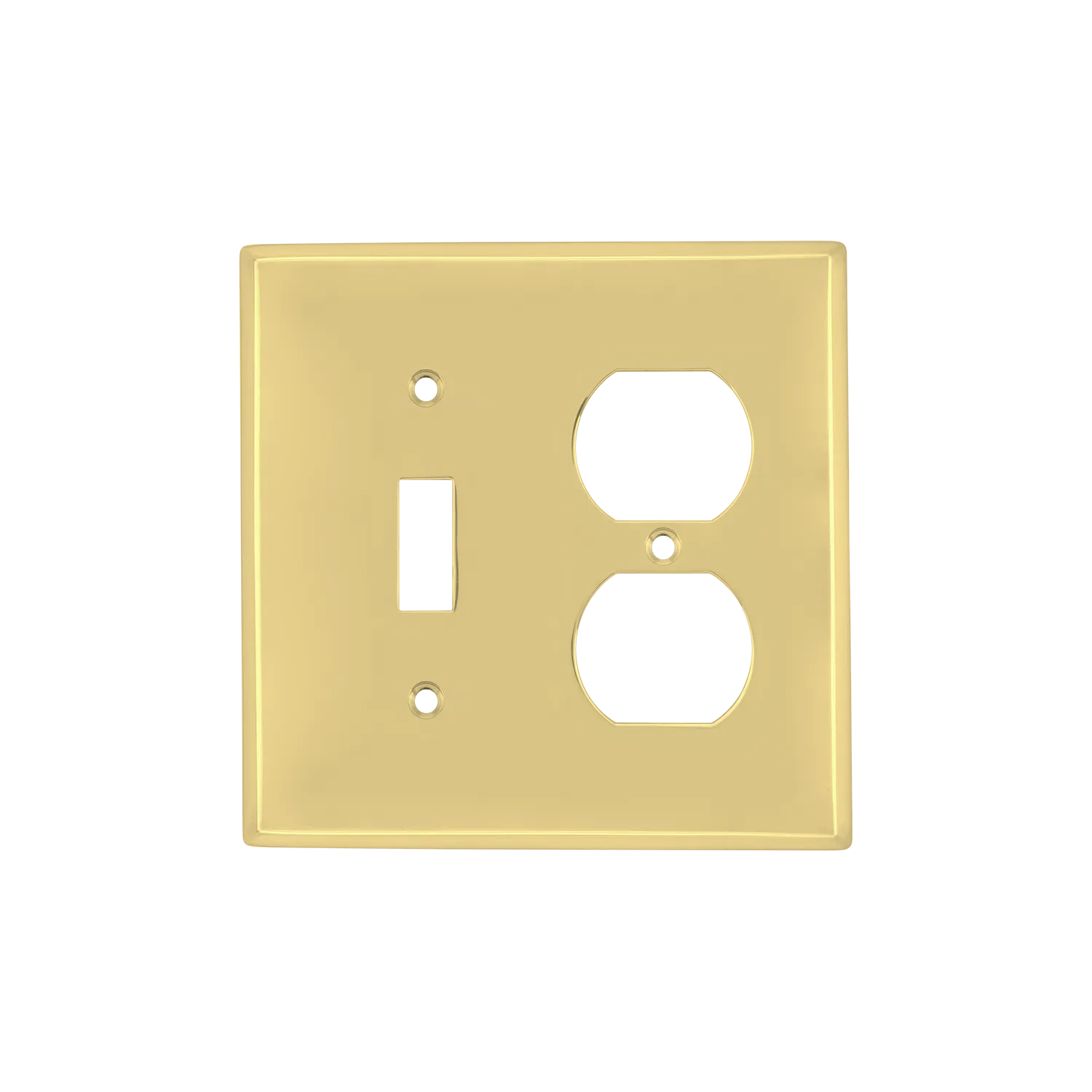 New York Switch Plate with Toggle and Outlet in Polished Brass