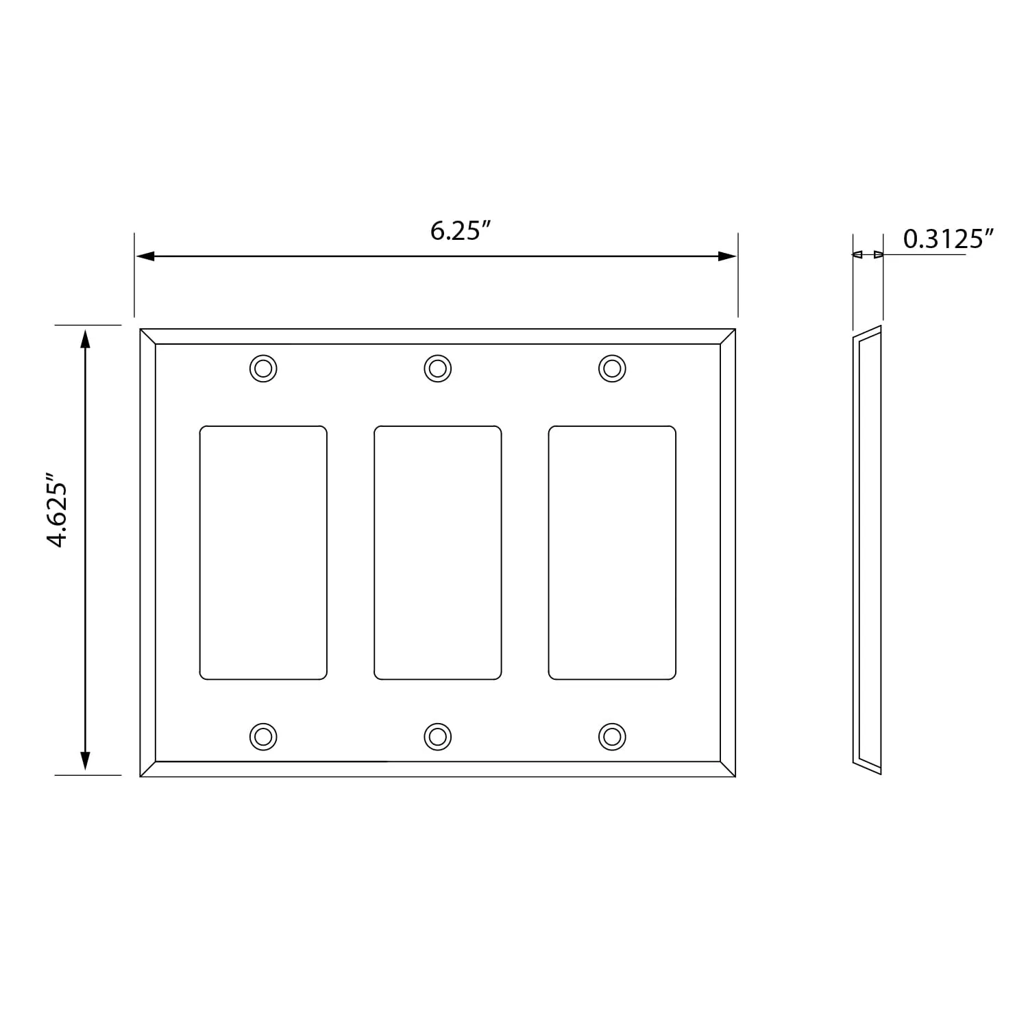 New York Switch Plate with Triple Rocker in Satin Nickel