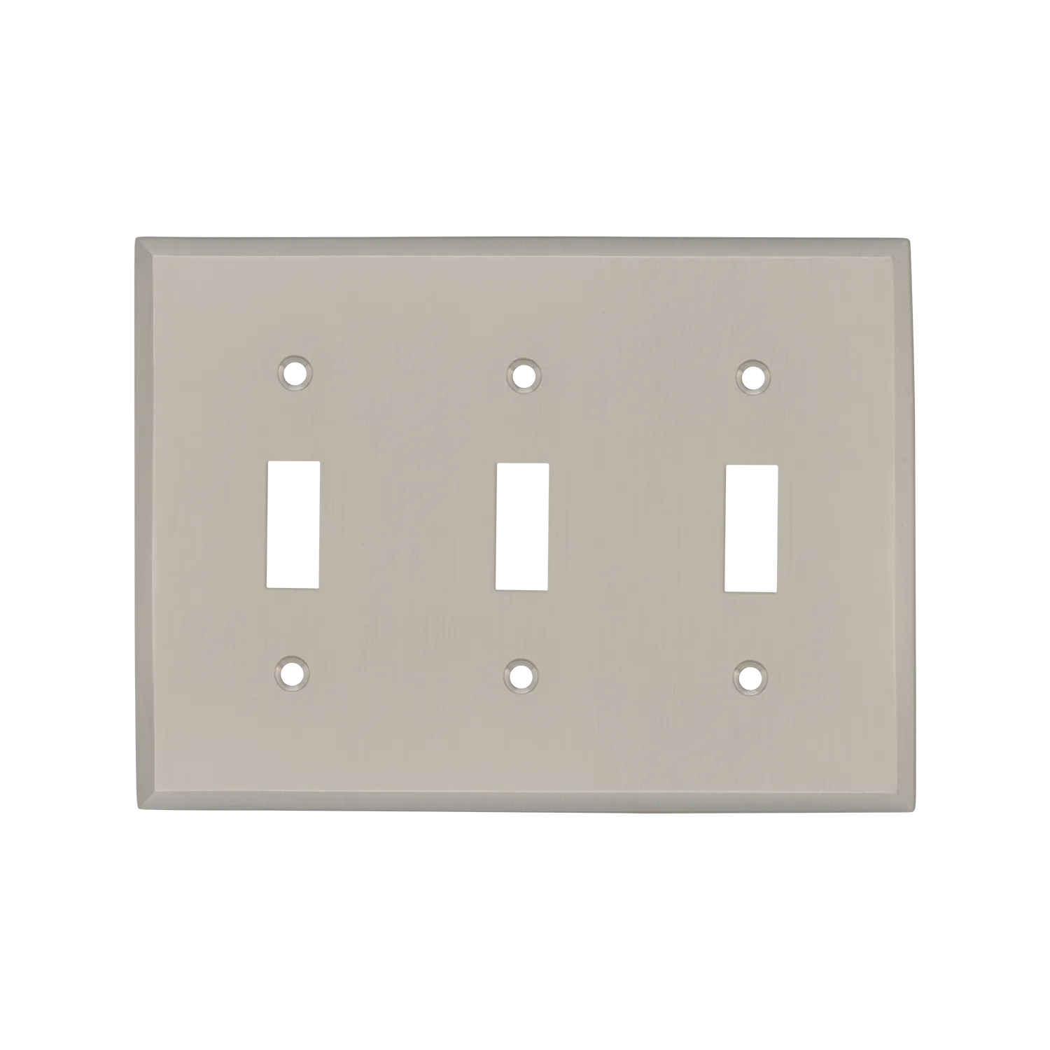 New York Switch Plate with Triple Toggle in Satin Nickel