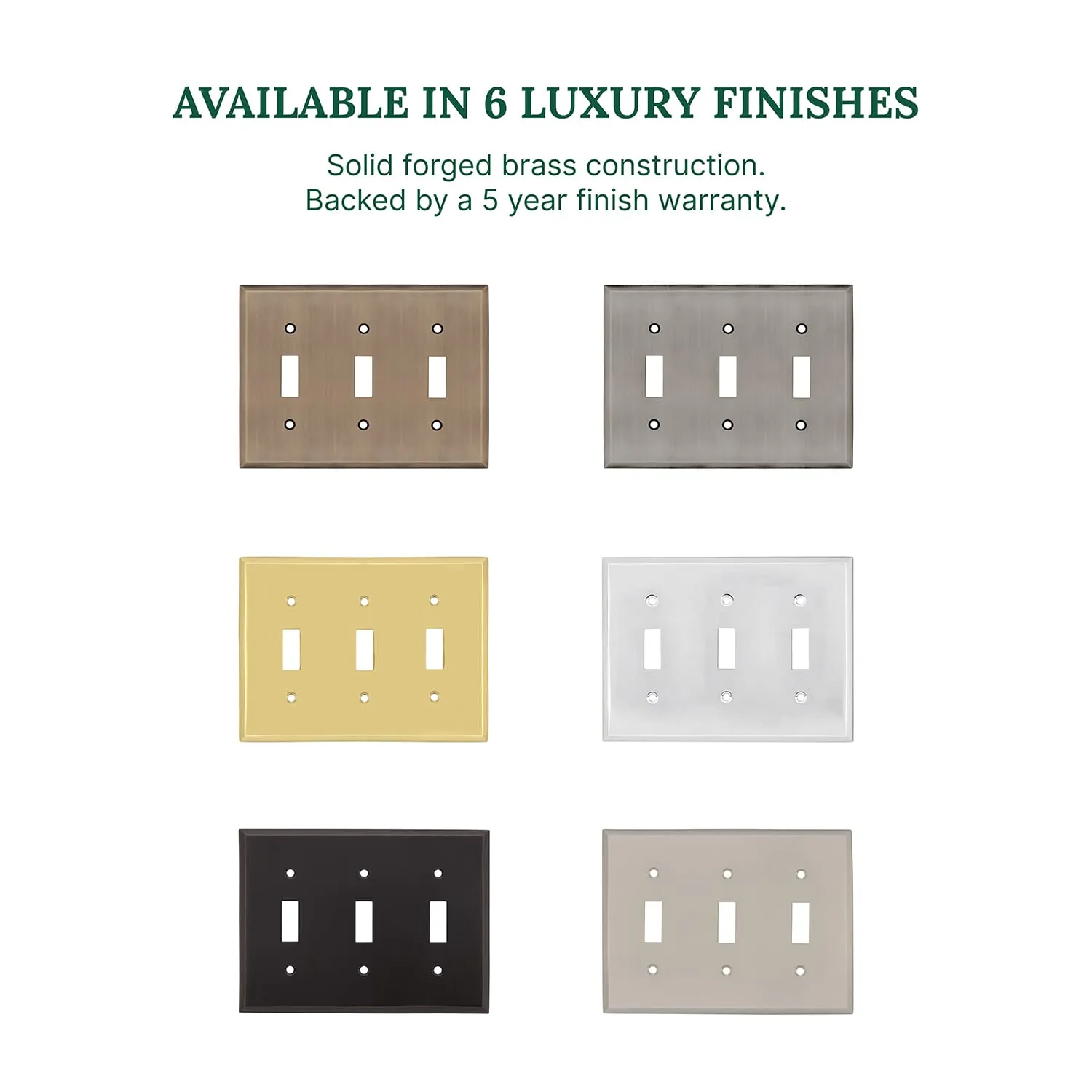 New York Switch Plate with Triple Toggle in Satin Nickel