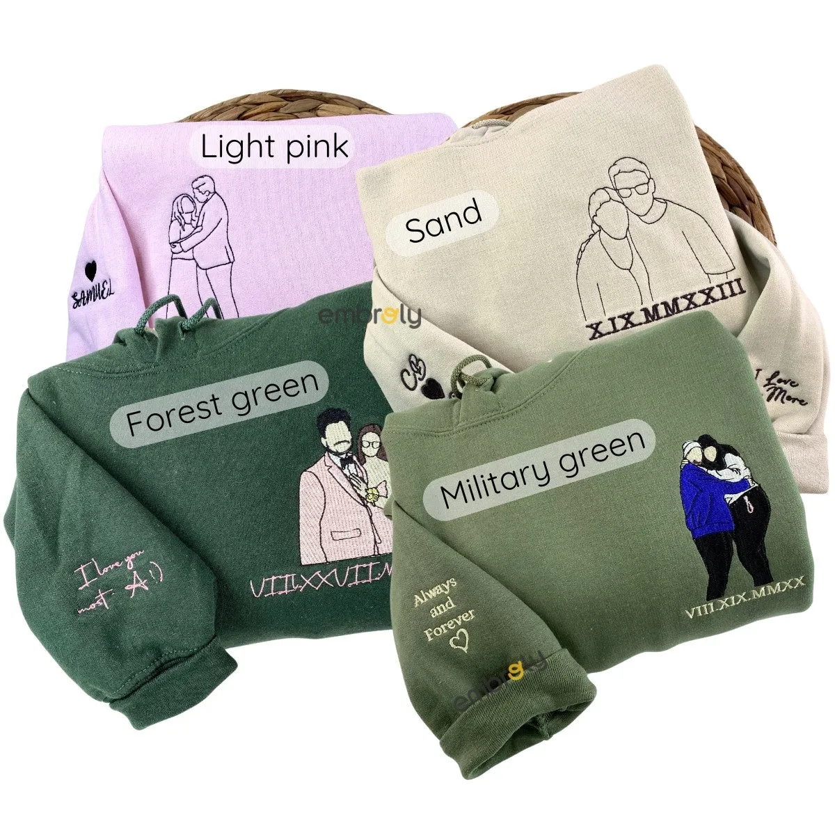 Personalized Portrait Photo Picture Sweatshirts Embroidered, Custom Picture Sweatshirts Hoodies
