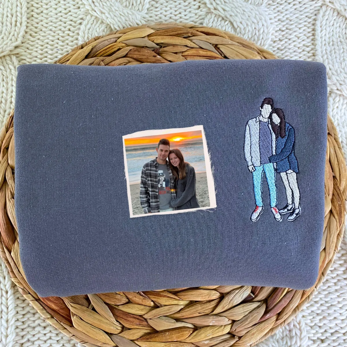 Personalized Portrait Photo Picture Sweatshirts Embroidered, Custom Picture Sweatshirts Hoodies