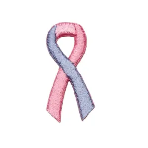 Pink Blue Ribbon Embroidered Stick-ons - 25-pack