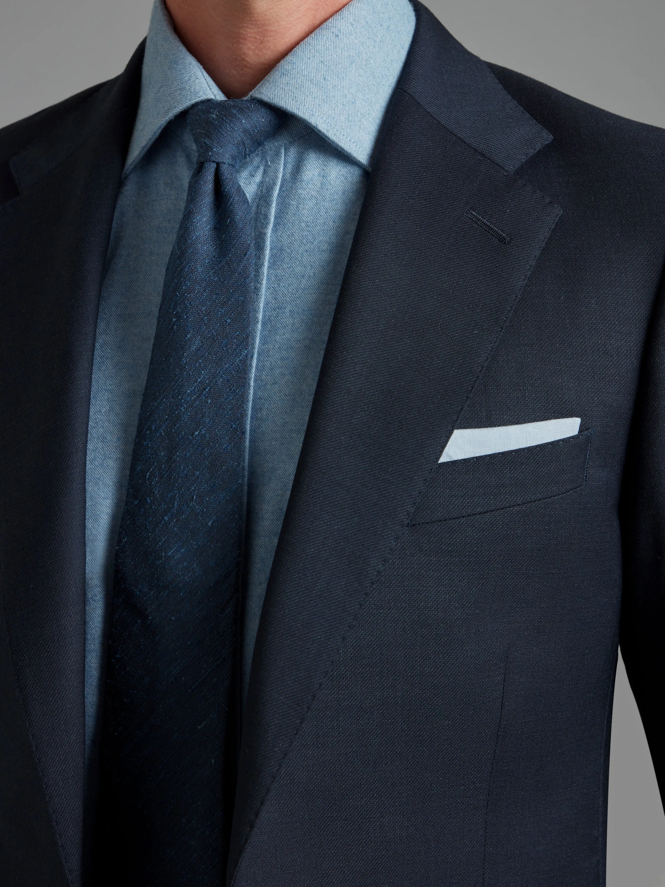 Pure Silk Shantung Tie - Blue