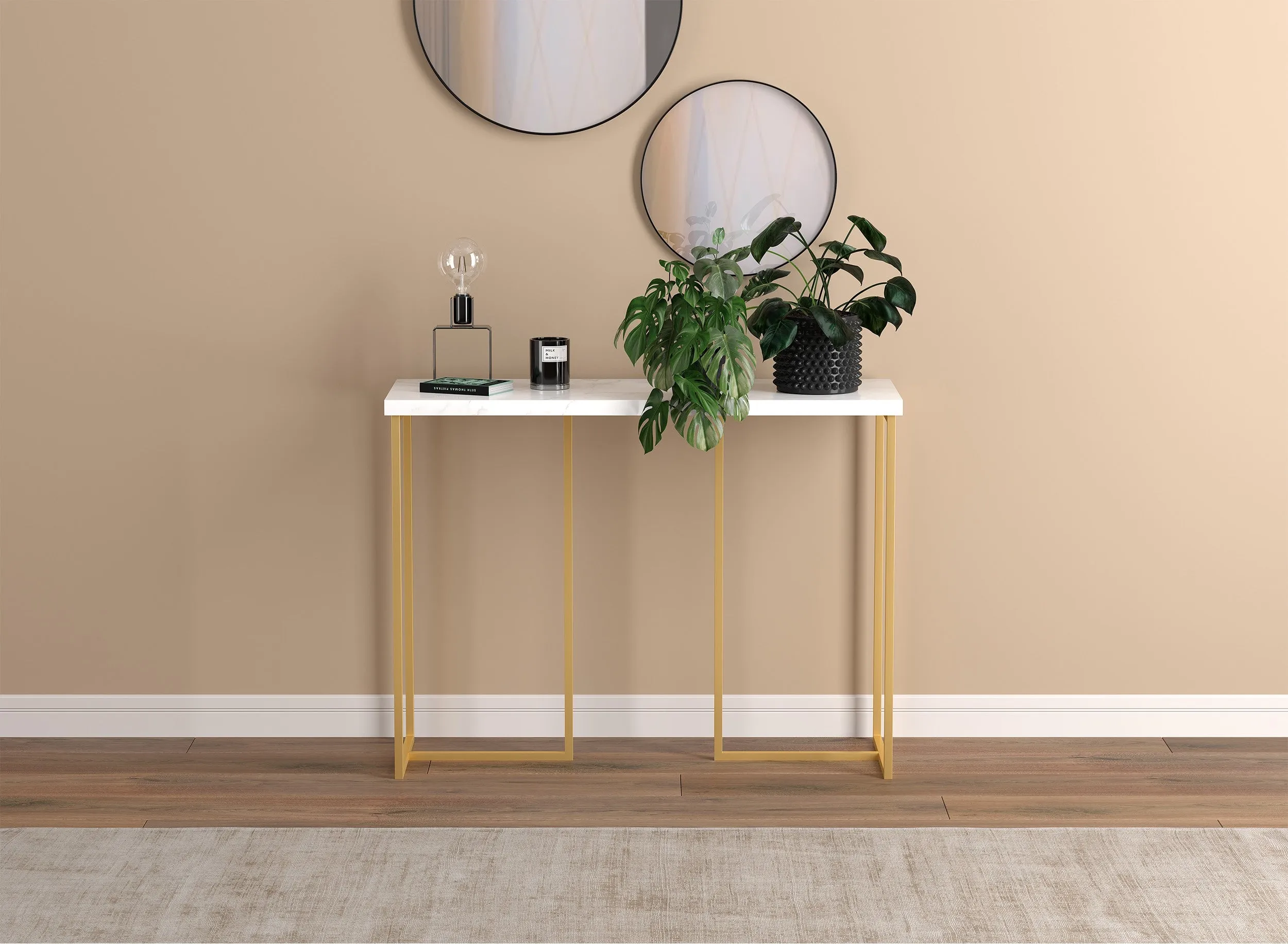 Safdie & Co. Console Table 39L Marble Gold Metal
