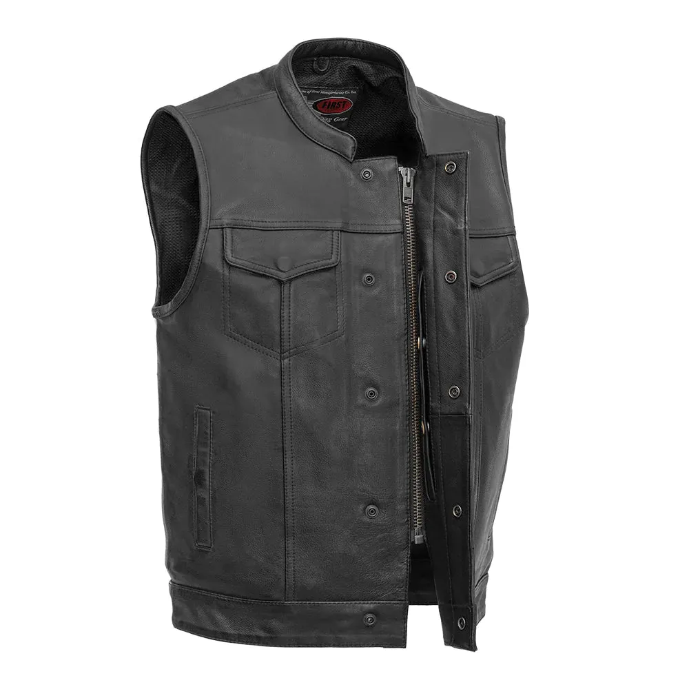 Sharp Shooter (Black) Men's Motorcycle Leather Vest