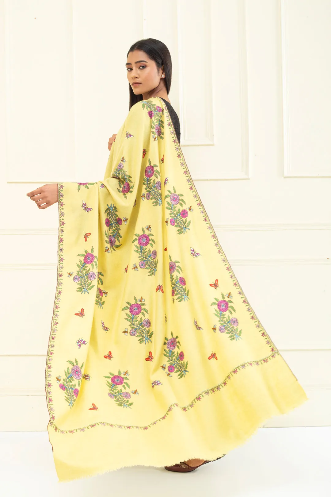 Shuhul Daffodil  Butidar Pashmina Shawl