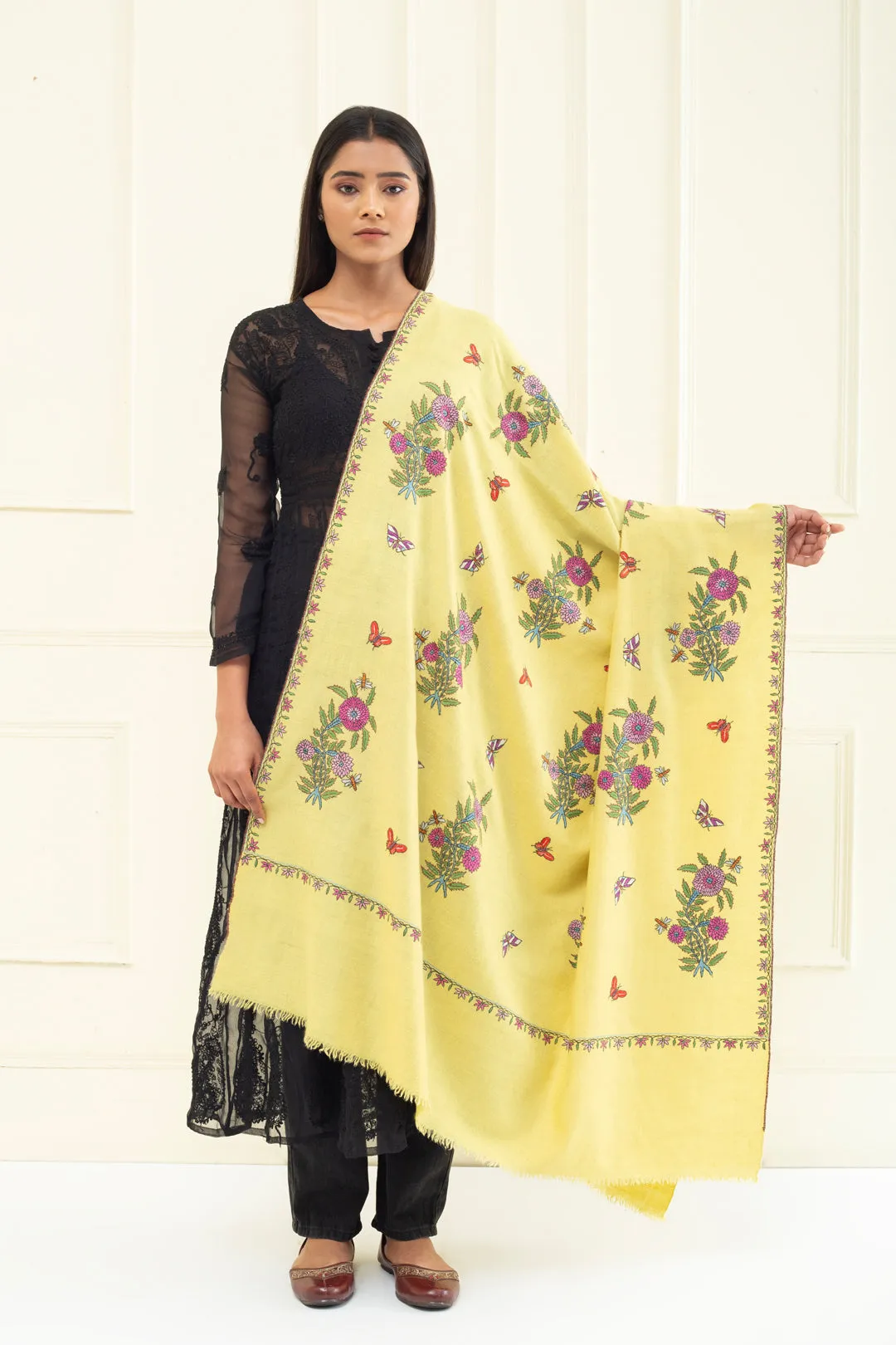 Shuhul Daffodil  Butidar Pashmina Shawl
